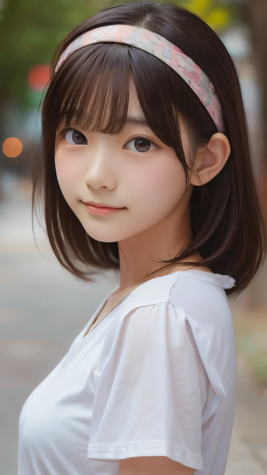 ((sfw: 1.4)), ((detailed face,  professional photography)), ((sfw, hair band, t-shirt, ruffled skirt, 1 Girl)), Ultra High Resolution, (Realistic: 1.4), RAW Photo, Best Quality, (Photorealistic Stick), Focus, Soft Light, ((15 years old)), ((Japanese)), (( (young face))), (surface), (depth of field), masterpiece, (realistic), woman, bangs, ((1 girl))
