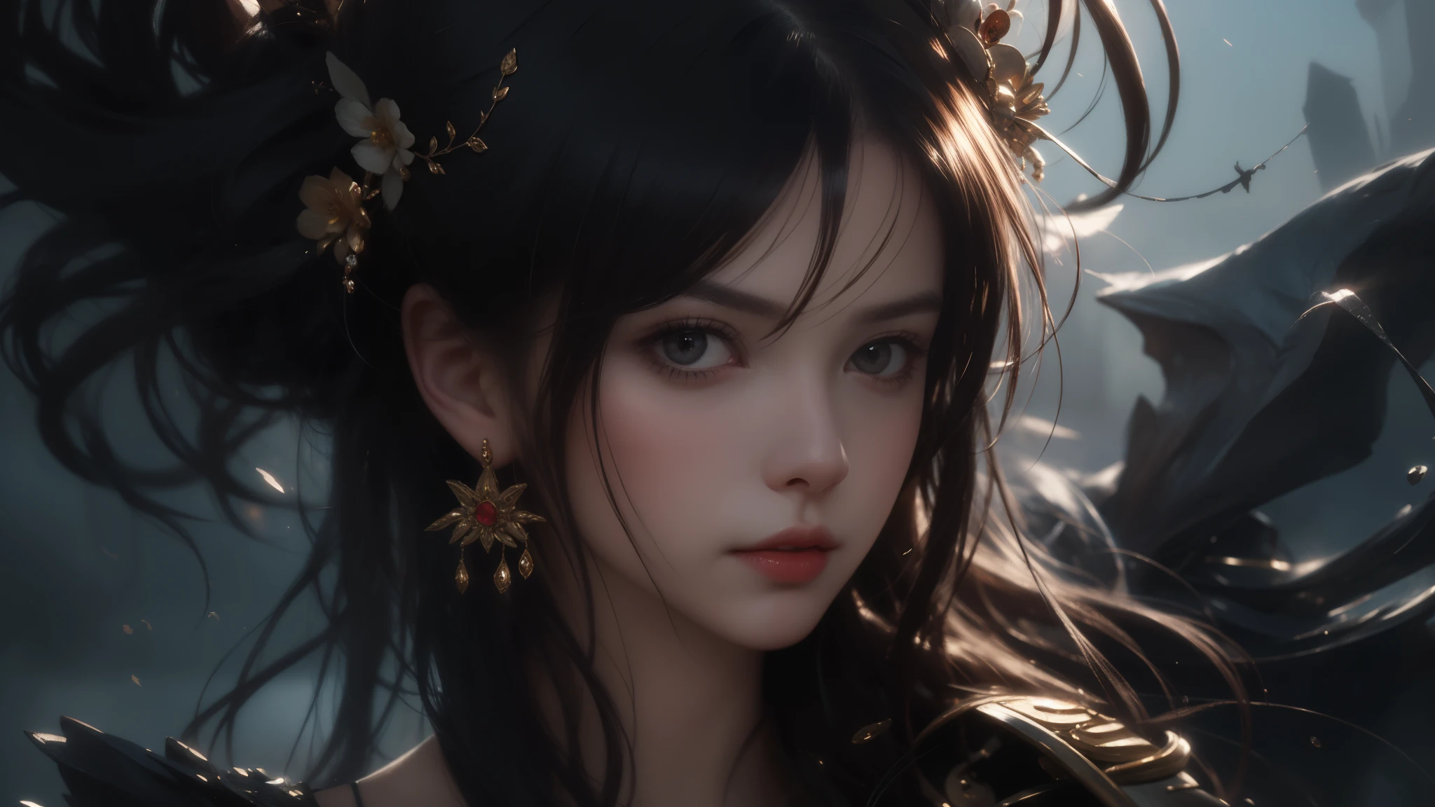 Enter a world of fantasy with this surreal portrait by Royo, showing a stunningly beautiful girl. The artist's masterful rendering and attention to detail bring this otherworldly character to life in a truly unique and captivating way.