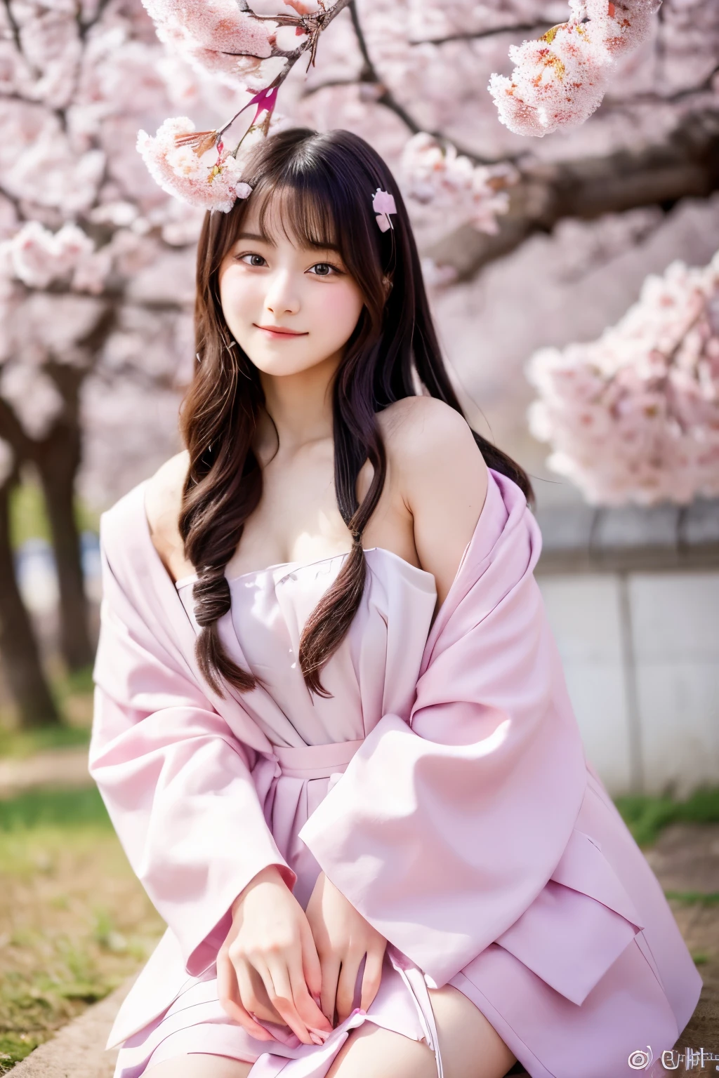 A naked 20-year-old woman with a cute idol-like face naked woman High school boy dressed in clothes We are having a cherry blossom viewing party together. Raw photo real genuine real life Do not display copyright