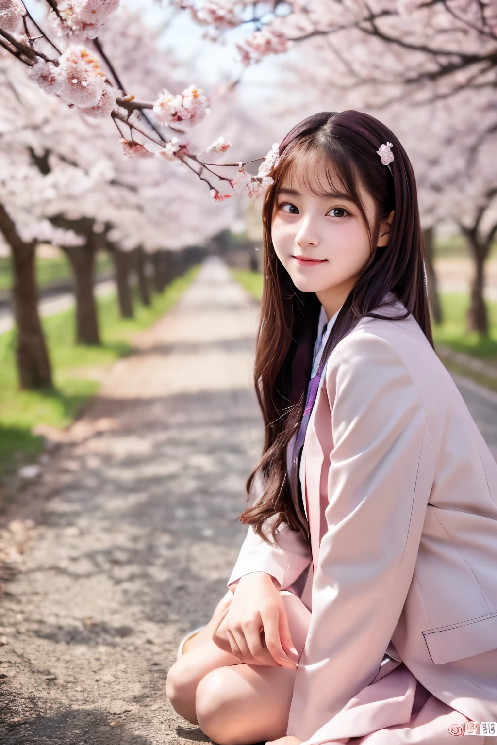 A naked 20-year-old woman with a cute idol-like face naked woman High school boy dressed in clothes We are having a cherry blossom viewing party together. Raw photo real genuine real life Do not display copyright