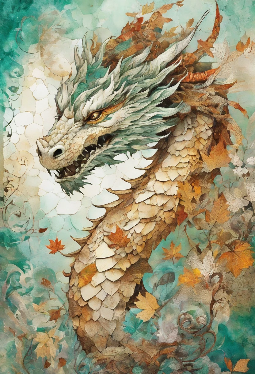 dragon blanc sage, purity, Automne ::2 colorful ink painting ::2 art fantasy