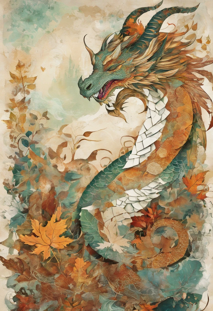 dragon blanc sage, purity, Automne ::2 colorful ink painting ::2 art fantasy