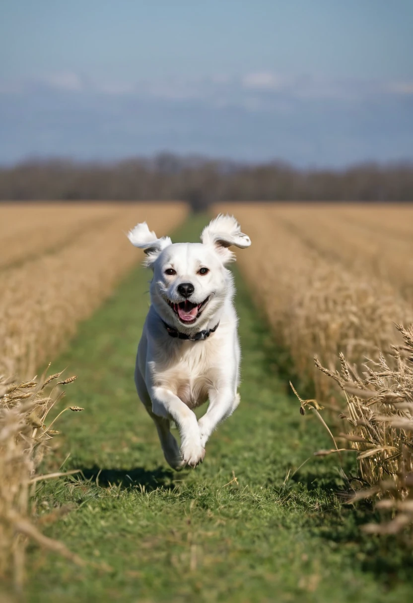 A dog runs across the filed of vies of a camera, the camera tries to track the dog, this leads to an image with a lot of motion blur