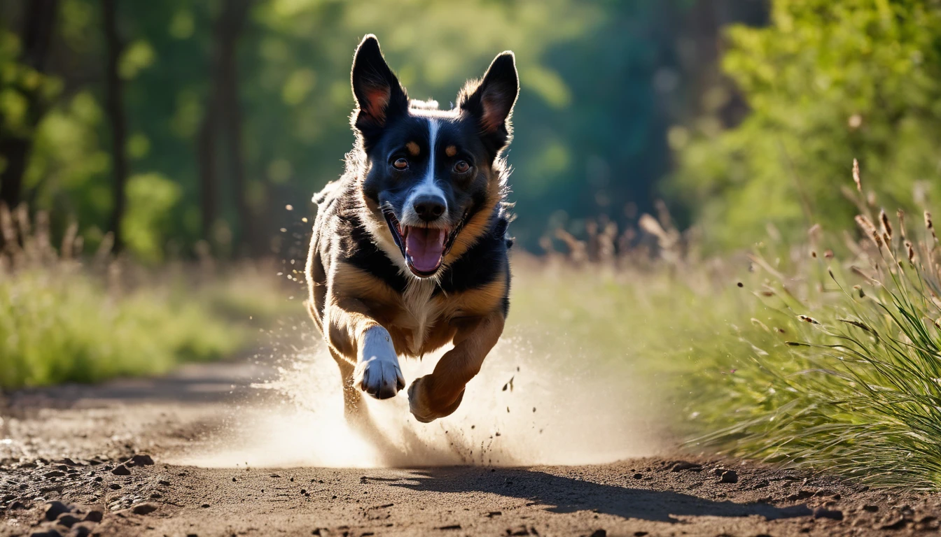 (best quality,4k,8k,highres,masterpiece:1.2),ultra-detailed,(realistic,photorealistic,photo-realistic:1.37),dog running,field of view,dynamic motion blur,fast movement,blurred background,camera trying to track the dog,action shot,energetic,exciting,behind the scenes,close-up of the dog, fur in motion,dynamic composition,motion lines,fast-paced,high-speed chase,racing against time,perfect timing,vivid colors,dynamic lighting,immersive perspective,kinetic energy,adrenaline rush,athletic,energetic vibes,chaotic movement,tracking challenge,capturing the blur,ephemeral moment,fluid motion,running freely,unleashed power,enthusiastic,determined,effortlessly swift,swift pace,focused on the dog's motion,speed and agility,dog's dynamic pose,athletic posture,energy in motion, of movement