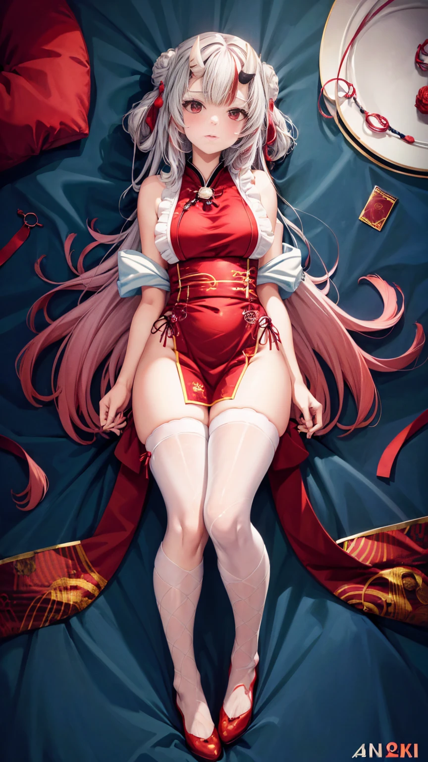 Anime girl sitting on chair, cute anime waifu in beautiful dress, azur lane style, Guweiz in Pixiv ArtStation, trending on artstation pixiv, Guweiz on ArtStation Pixiv, Anime goddess, onmyoji, trending on cgstation , anime style4 K, Guviz, perfect body, perfect breasts,((Best quality, 8k, Masterpiece :1.3)), Sharp focus :1.2, lewd face and holding a condom, ((hand between legs)), wearing legs, fishnet stockings, ((perfect face)), apron, nude, no underwear, slightly bent,hand between the legs, show pantie ,