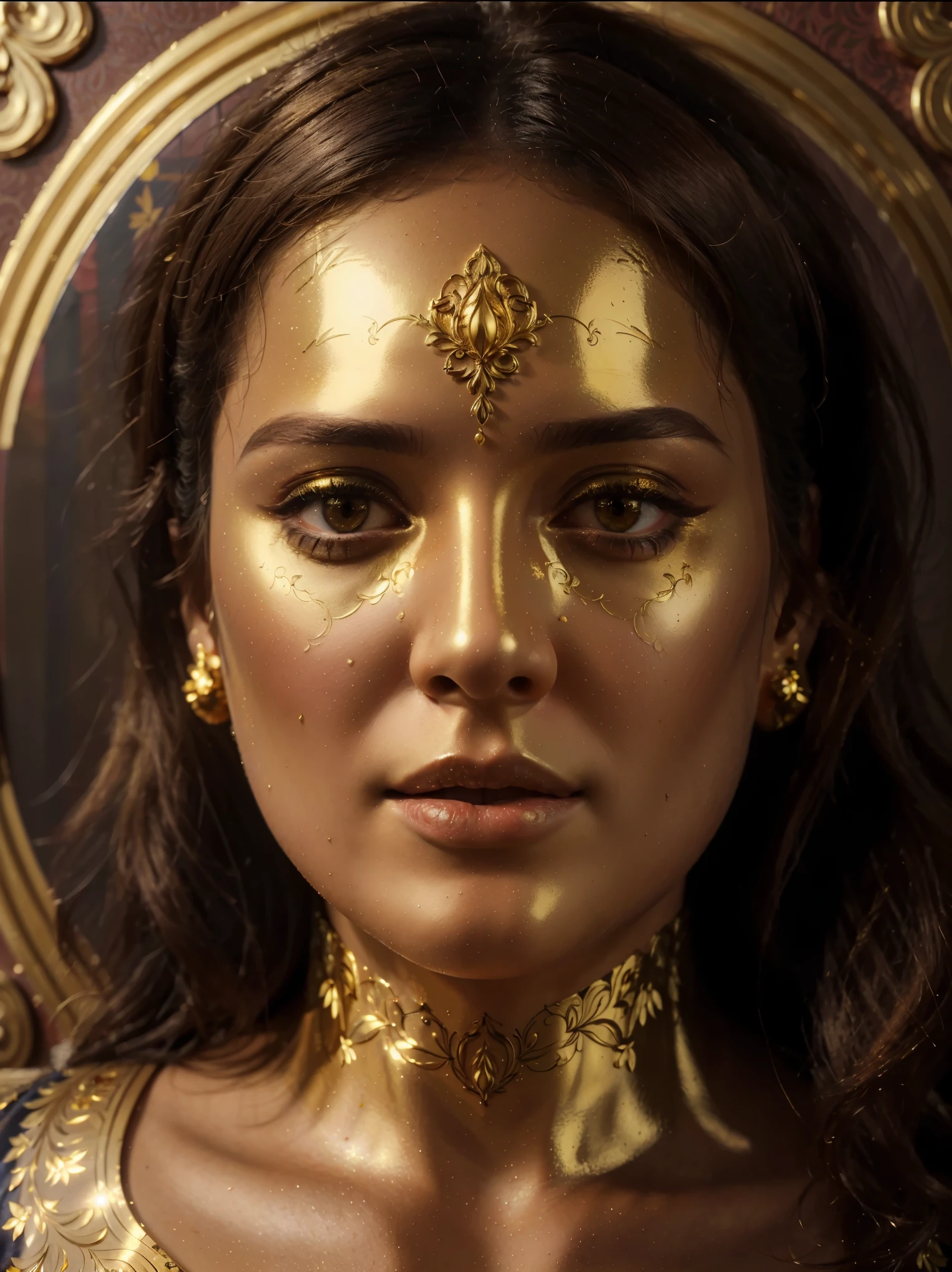 (best quality,4k,8k,highres,masterpiece:1.2),ultra-detailed,realistic,impressionist,beautiful detailed gold foil artwork, luxurious aesthetic, ornamental art, exquisite details, intricate textures, glossy finish, opulent decorations, classical aesthetics, artistic elegance, rich colors, studio lighting