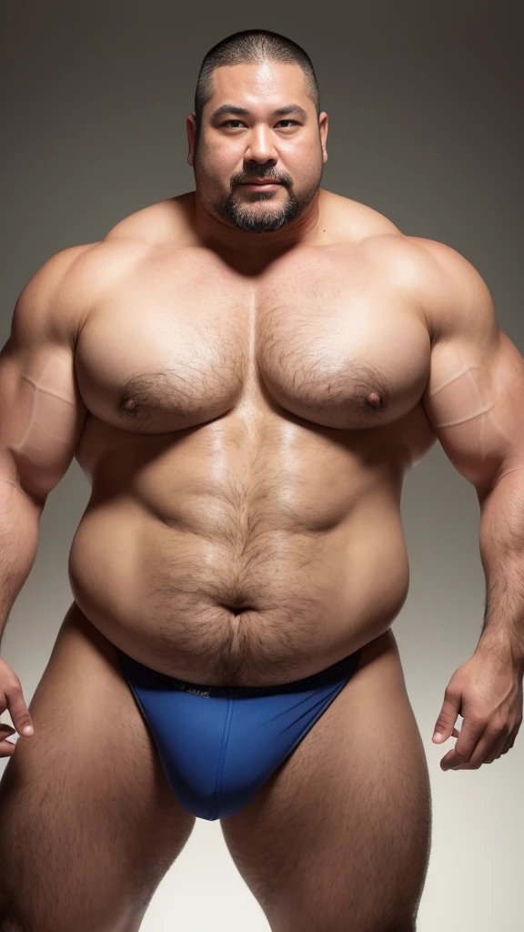 white hair, old man, individual, male, Muscular wrestler, muscular, Stout wrestler, Asian, Japanese, uncle, 55 year old middle-aged man, short hair, short hair, yellow wrestling boots, full body portrait, shadow, Vision, yellow briefs, obesity, 45 years old, short beard, middle-aged man, tattoo, fingerless gloves, Wheat skin, shiny skin, dark skin, Show your pectoral muscles, sumo wrestler, bodybuilder, wide temples, Visible abdominal muscles, Smile, Fine hands, solid color background, pure white background, Surrealism, Panorama, 8k, super detail,