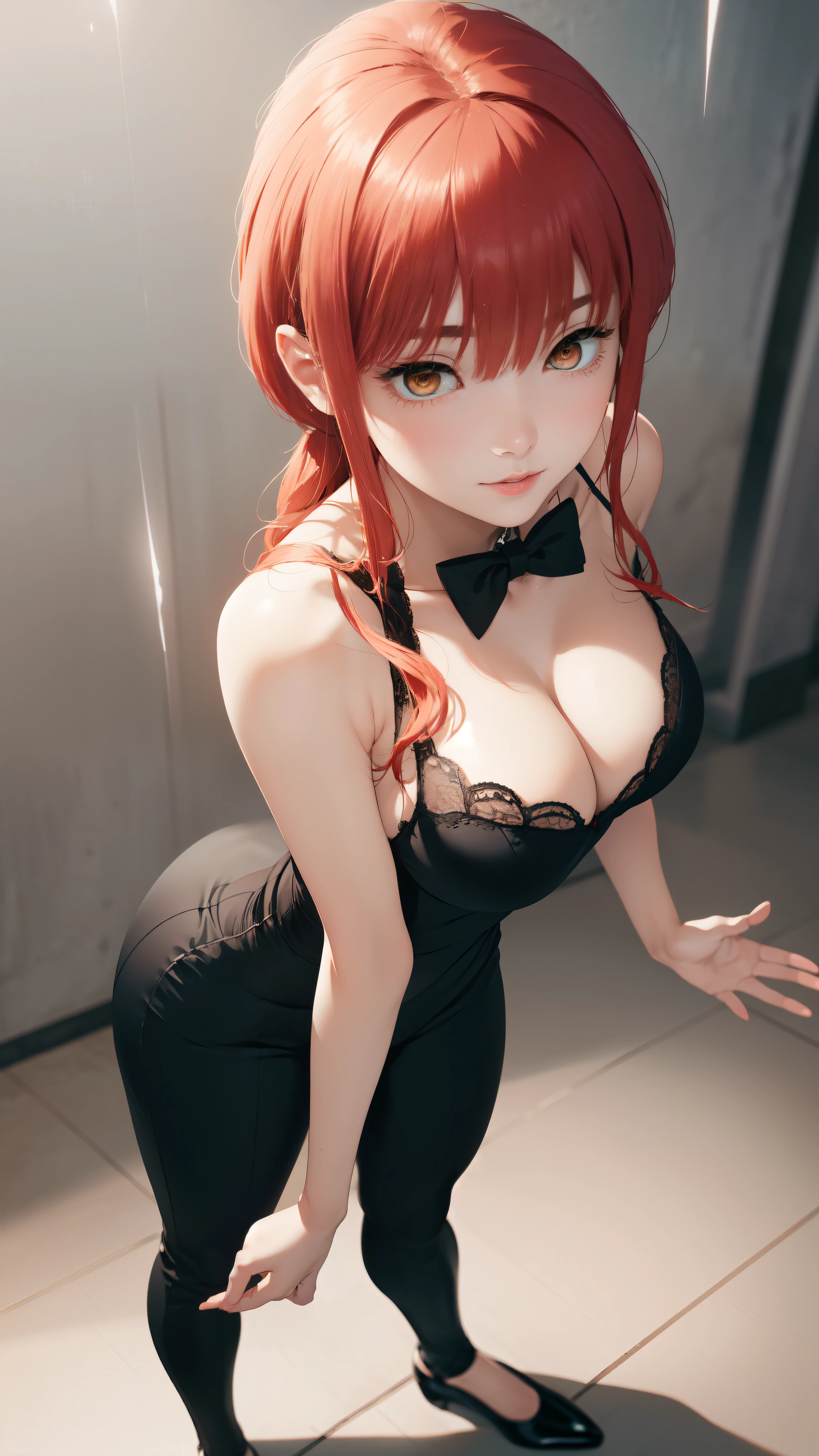 ((masterpiece, Best Quality, high resolution, Perfect Pixel, 8K))), 1 girl、slim thighs、full body seen、 ((Red gorgeous hairs))、(( Beautiful eyelashes、Realistic eyes))、 ((Detailed face, Blushing:1.2))、((Smooth texture:0.75, Realistic texture:0.65, Photorealistic:1.1, Anime CG style))、Dynamic Angle、(Wearing White shirt、Full Black pant、Standing on a mountain、black formal pant、Formal wear、Black formal shoe、black tie、hands clap)、Perfect realistic representation of face、seducing look at viewer、medium breasts、beautiful portrait、very High quality、slim figure、ultra high definition、 insanely detailed face、ultra high quality、ultra high clarity、best quality)、insanely detailed dress、realistic representation of a face、beautiful curvious body、Black formal shoes、white skin、Waving hands to viewer、best image quality、best clarity、 highest resolution、8k resolution、ultra high resolution、beautiful smile、beautiful eyelashes、Gorgeous face、gorgeous representation of a face、perfect body、erotic face、dynamic lightning、shiny skin、bokeh:1.2、Full body shot、professional photograph