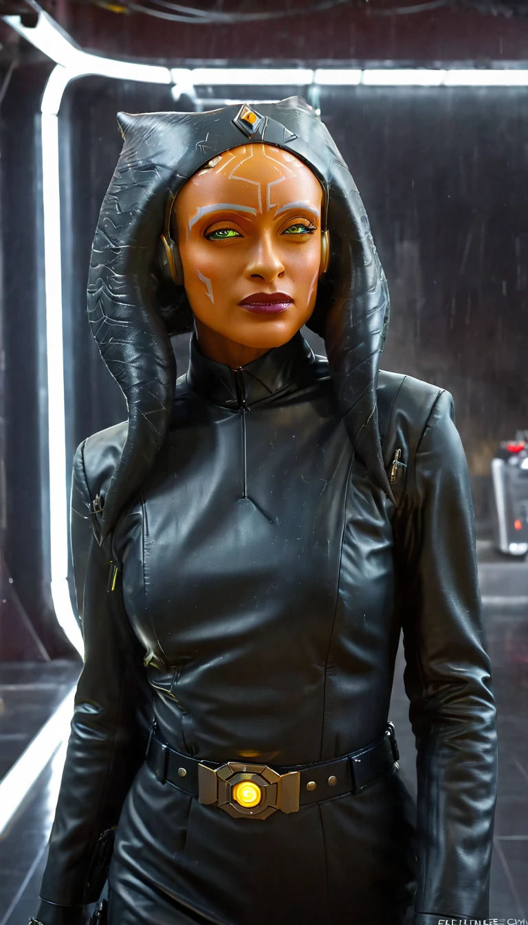 bright yellow eyes, ultra-detailed,vibrant colors,sci-fi,portrait,dramatic lighting,detailed facial features,dark background,long hair,glowing eyes,futuristic clothing,expressionless face,metallic texture,bright highlights,high contrast,radiant colors,artificial intelligence theme,sharp focus,technological elements,shadows and highlights,ethereal glow,neon lights,stormy atmosphere,otherworldly setting,unconventional composition,sharp lines,sleek design,mysterious atmosphere,unearthly beauty,digital enhancements,advanced technology,glowing circuitry,abstract background,ominous presence,subtle reflections,energetic pose,unique perspective,foreshortening effect,symmetrical composition,imposing presence,dynamic energy,striking visual impact,translucent overlays,organic and mechanical fusion.