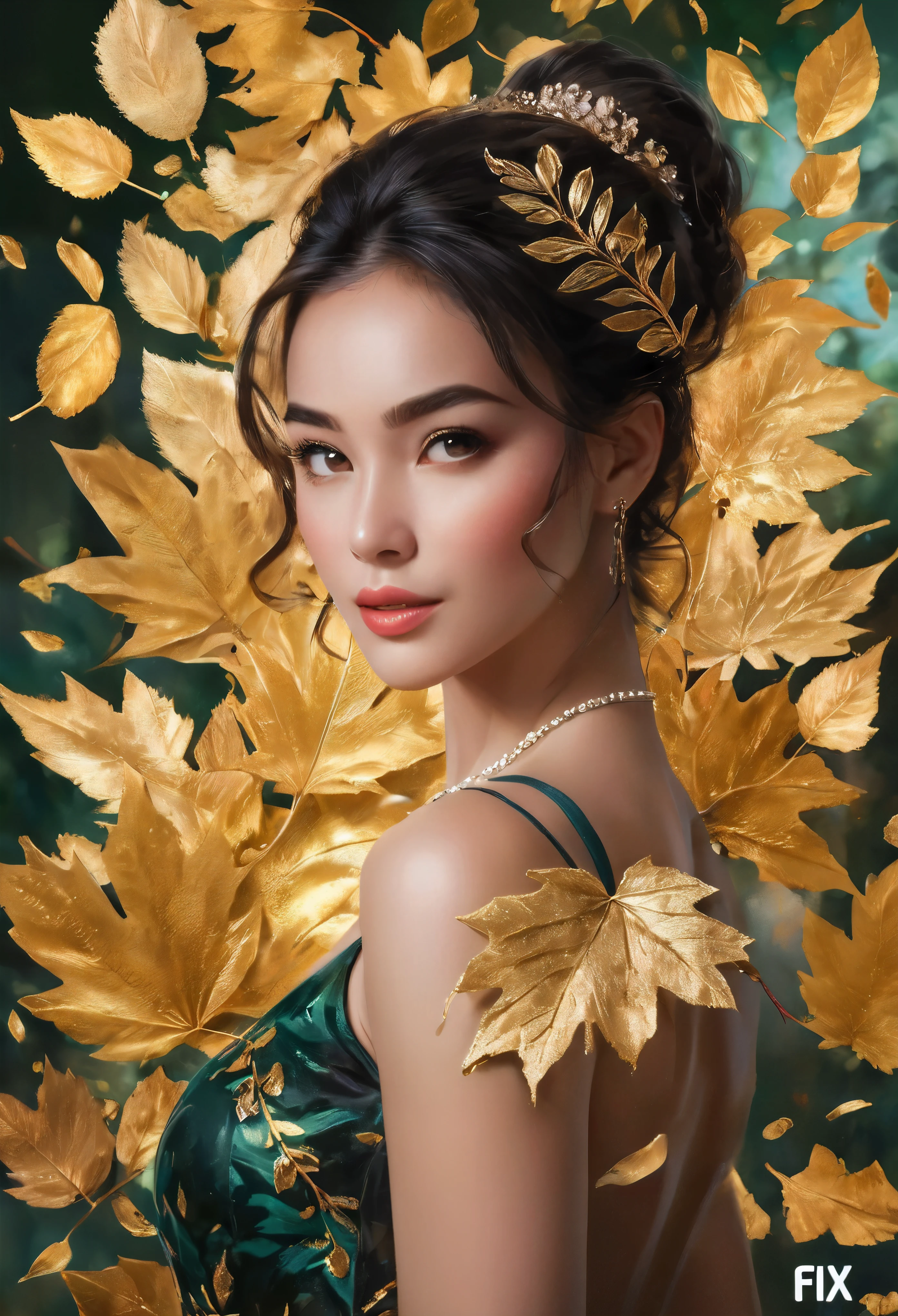 ((Masterpiece in maximum 16K resolution):1.6), ((Gold leaf art illustration:)1.5), ((Gold Leaf Art):1.4), ((Wide angle painting):1.2) | ((Gold leaf art of beautiful female illustratition:1.5), ((Supermodel beauty with aquiline nose):1.6), (Award winning art), ((sense of desire):1.1), (shimmer), (visual experience), (Realism), (Realistic), award-winning graphics, dark shot, film grain, extremely detailed, Digital Art, rtx, Unreal Engine, scene concept anti glare effect, All captured with sharp focus. Rendered in ultra-high definition with UHD and retina quality, this masterpiece ensures anatomical correctness and textured skin with super detail. With a focus on high quality and accuracy, this award-winning portrayal captures every nuance in stunning 16k resolution, immersing viewers in its lifelike depiction. Avoid extreme angles or exaggerated expressions to maintain realism. ((perfect_composition, perfect_design, perfect_layout, perfect_detail, ultra_detailed)), ((enhance_all, fix_everything)), More Detail, Enhance. 