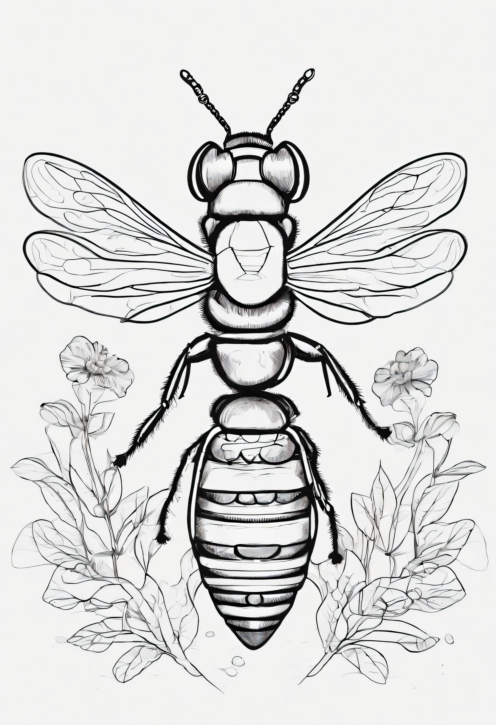 a bee for a children coloring book 