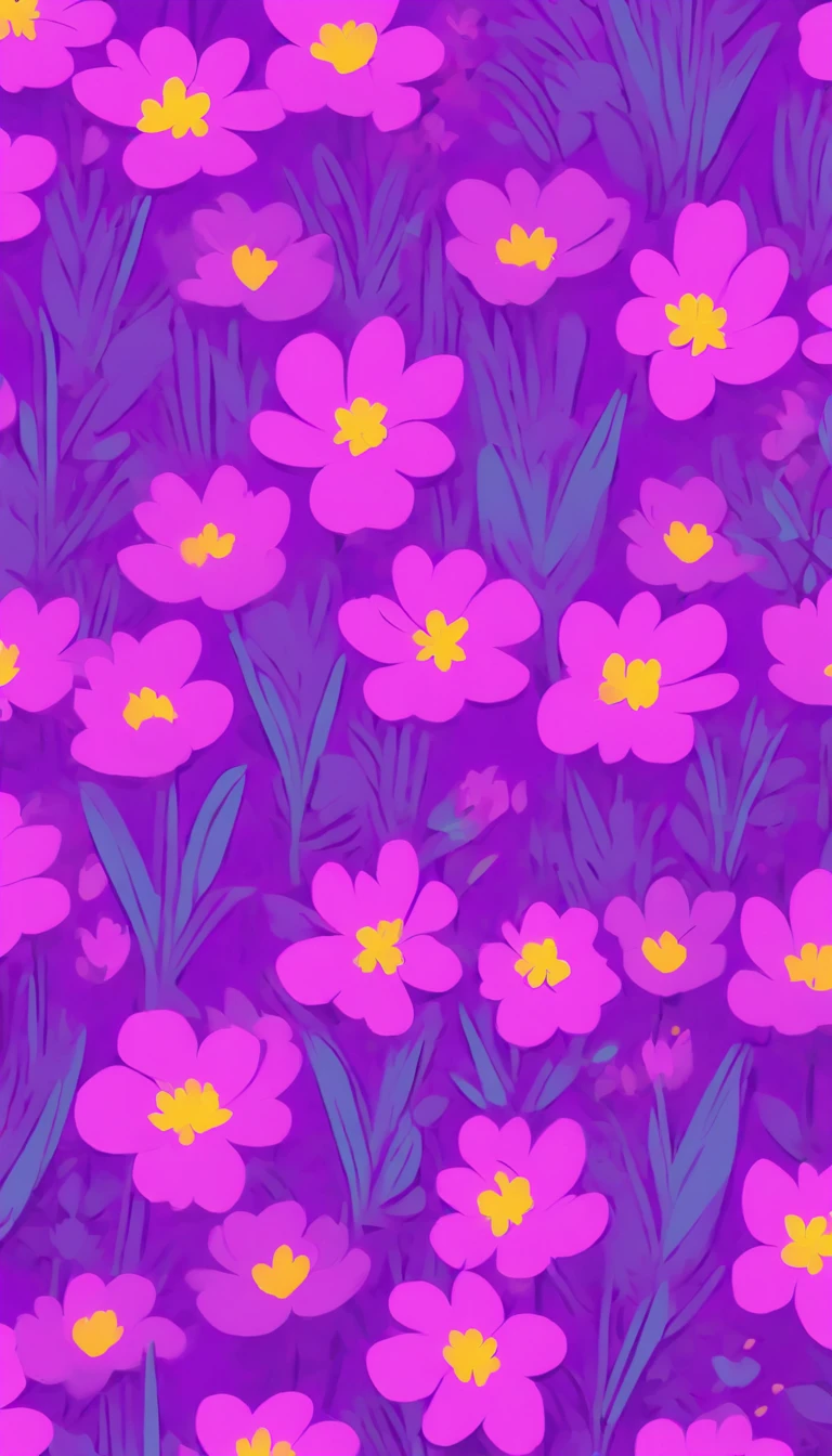 flower pattern, 1 background color, purple lavender color palette, flat color, flat art illustration, without realistic texture, no realistic texture, no detailed textures, minimalist pattern, flowers, pattern for Smart phone background screens, lock screen wallpaper, minimalist lock screen, simple pattern, minimal, minimalist design 