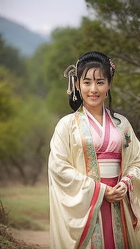 NSFW,perfect face,Suikoden,Lady Lin,,Beautiful costumes with traditional designs,Dirty with dust and mud,Her clothes have been stripped off and she is naked.,big 、big areola、full nude、Pubic hair bladder,full_body,Cloudy white semen overflows from the female genitals、