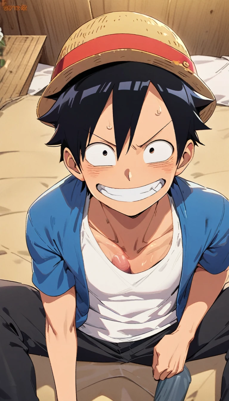 Luffy sem roupa com penis duro 