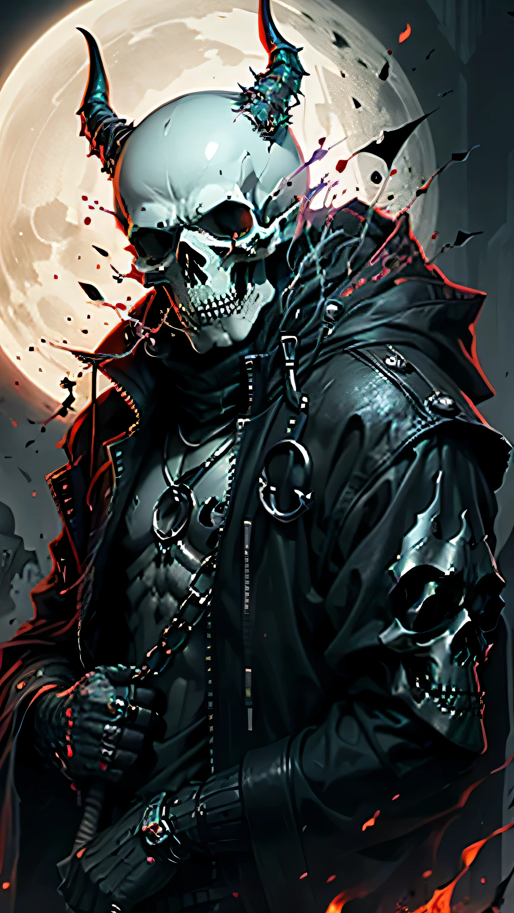 Skull, satanic, evil, horror.