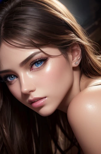 top quality,(masterpiece:1.2), ultra-detailed,(HDR,UHD,studio lighting), Raw photo, 1girl, detailed eyes and lips, long eyelashes, glossy skin, wet body, dramatic lighting, full-body shot, (photo-realistic:1.4), micro bikini, colossal
