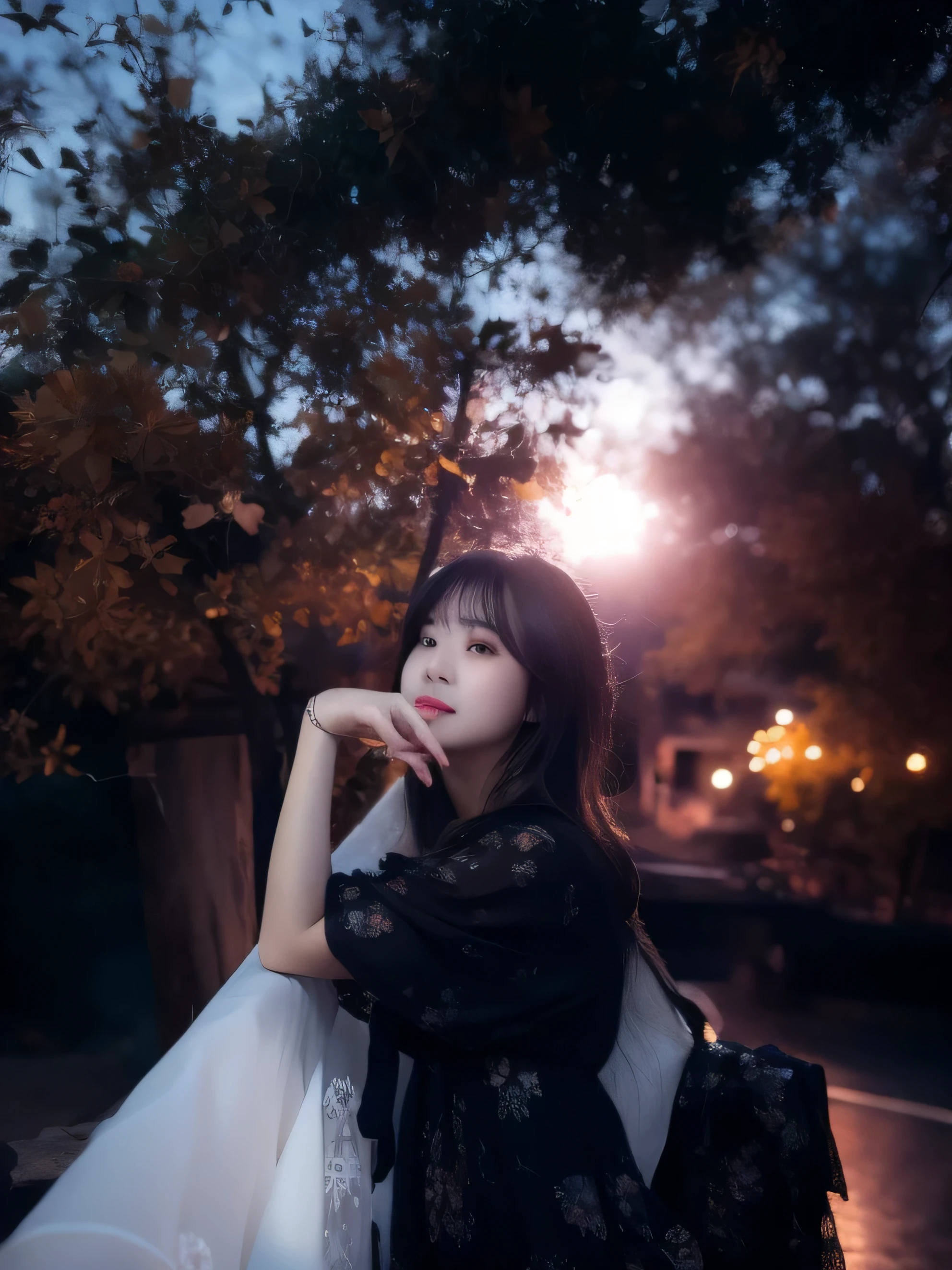 Starry night at Forrest, moon light, ultra detailed beautiful hands ultra detailed beautiful face