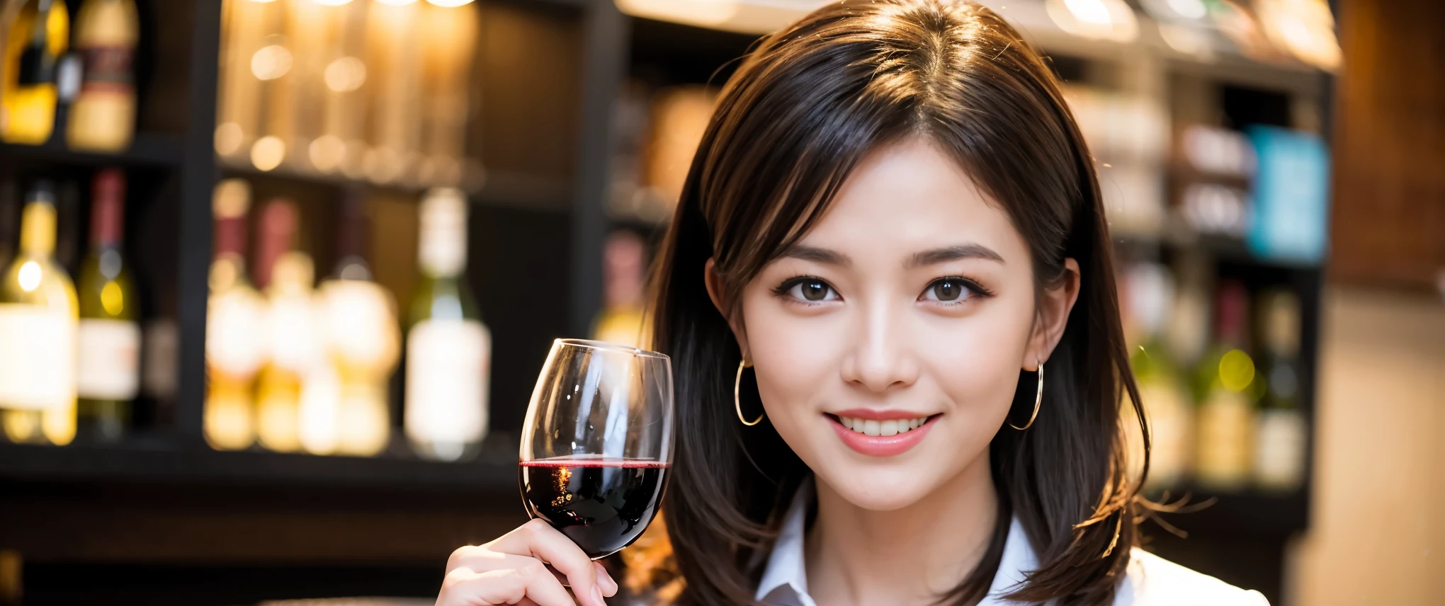 ((highest quality、8K、masterpiece:1.3))、Beautiful woman perfect body:1.4、slimなボディ、((Bob Hale、straight hair:1.2))、 ultra high resolution, bright image、2. Wine Beauties, beautiful face, blue eyes, fine eyes, light shines on your face, blush your nose, short hair,Spectacular view of the sunset sky and clouds、Amazing mountain views、ニコニコ明るいsmile、smileの素敵な女性、bright face、Fox face、lady、Champagne、Wine bottle、wine glass、red wine 、Appetizer、Italian food、two beauties、brown hair、shortcut、long sleeve shirt、winter fashion、dress、wine bottle、sparkling wine、Pretty Woman 1, (slimな顔), (brown hair), (shortcut), cheeks turn a little red, (42 years old), 39 years old, charming beauty、restaurant, nova frog style, actress, model, Upper body, White wine, slim, wine glass, 真ん中に置かれたwine glass, smile, (smile: 1.15), 綺麗なfine eyes, Strong light and shadow,moist body:1.5、delicate eyes、brown hair、The hair is very shiny、