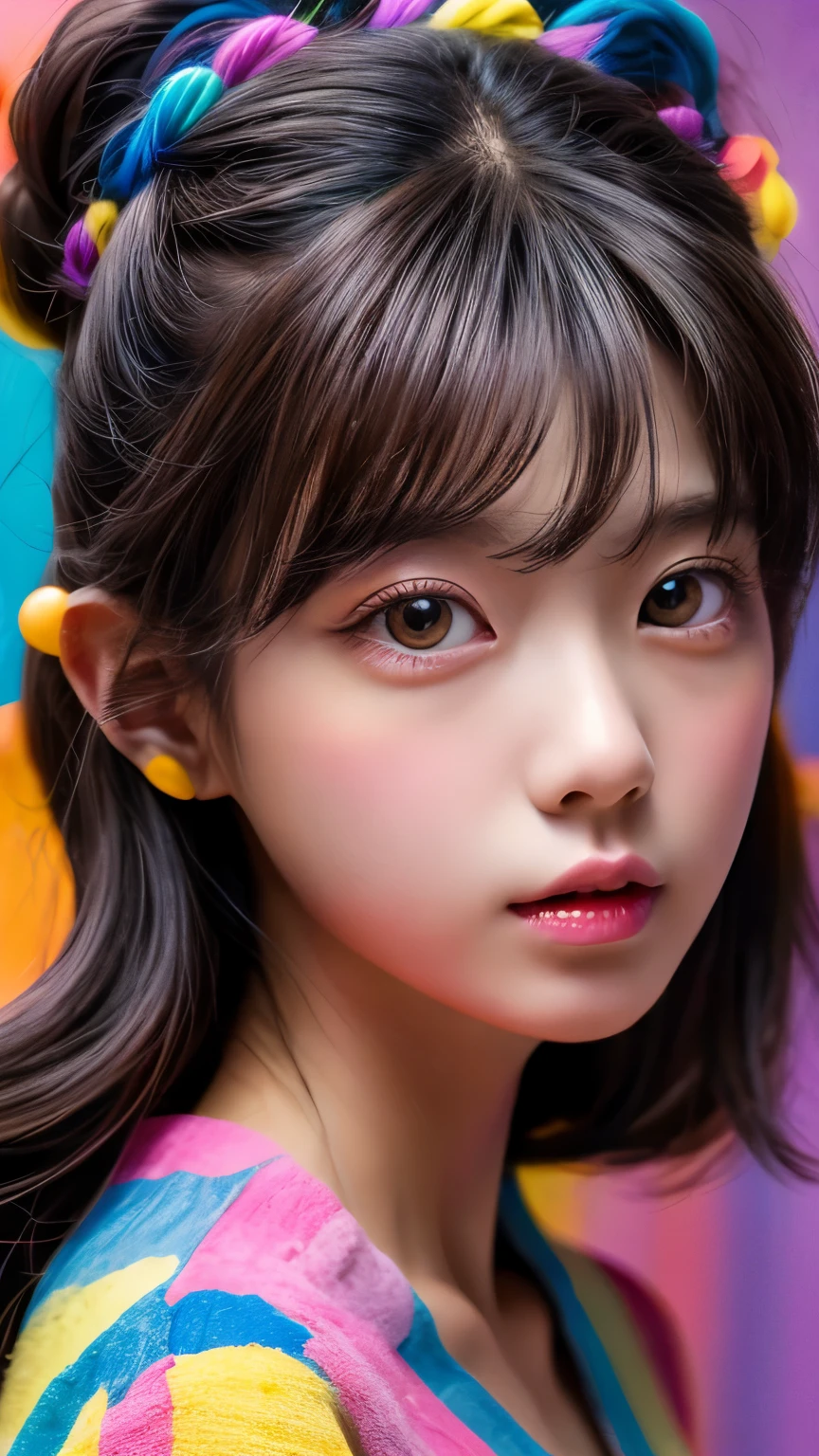 NSFW, 8k, High-level, absurd, masterpiece, best quality, primitive, very detailed CG, very detailed wallpaper, perfect lighting, Extremely detailed (((The personifying " Monkey D Luffy " as a  Girl))), MysticSight, Tyndall effect, Tyndall scattering, Studio gray background with (many Dazzling RainbowColor particles BokeH:1.28), (RoundlyButts, ThighGap), (Exposed:0.4), (Assfocus with looking ahead), BREAK (NOGIZAKA face variations) Extremely Detailed very KAWAII face variations, perfect anatomy, Childish, captivating gaze, elaborate detailed Eyes with (sparkling highlights:1.28), long eyelashes、Glossy RED Lips with beautiful details, Coquettish tongue, Rosy cheeks, Radiant PearlSkin with clear transparency . { (Dynamic LifeLike expressions:1.4) | :d) }, (large eyes:-1) .