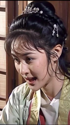 NSFW,perfect face,Suikoden,Lady Lin,Beautiful costumes with traditional designs,Dirty with dust and mud,Her clothes have been stripped off and she is naked.,She has a blank look on her face, shocked by the rape.,After being raped,big 、full nude、Pubic hair bladder,full_body,Cloudy white semen overflows from the female genitals、A view of Madame Misty lying on her back from the ceiling of a hut、big areola、Pubic hair of the same color as the hair、messy hair、Traditional Chinese House