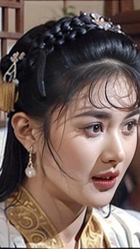 NSFW,perfect face,Suikoden,Lady Lin,Beautiful costumes with traditional designs,Dirty with dust and mud,Her clothes have been stripped off and she is naked.,She has a blank look on her face, shocked by the rape.,After being raped,big 、full nude、Pubic hair bladder,full_body,Cloudy white semen overflows from the female genitals、big areola、Pubic hair of the same color as the hair、messy hair、Chinese traditional bed