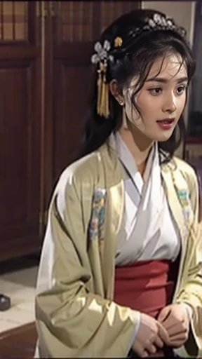 NSFW,perfect face,Suikoden,Lady Lin,Beautiful costumes with traditional designs,Dirty with dust and mud,Her clothes have been stripped off and she is naked.,She has a blank look on her face, shocked by the rape.,After being raped,big 、full nude、Pubic hair bladder,full_body,Cloudy white semen overflows from the female genitals、big areola、Pubic hair of the same color as the hair、messy hair、Chinese traditional bed