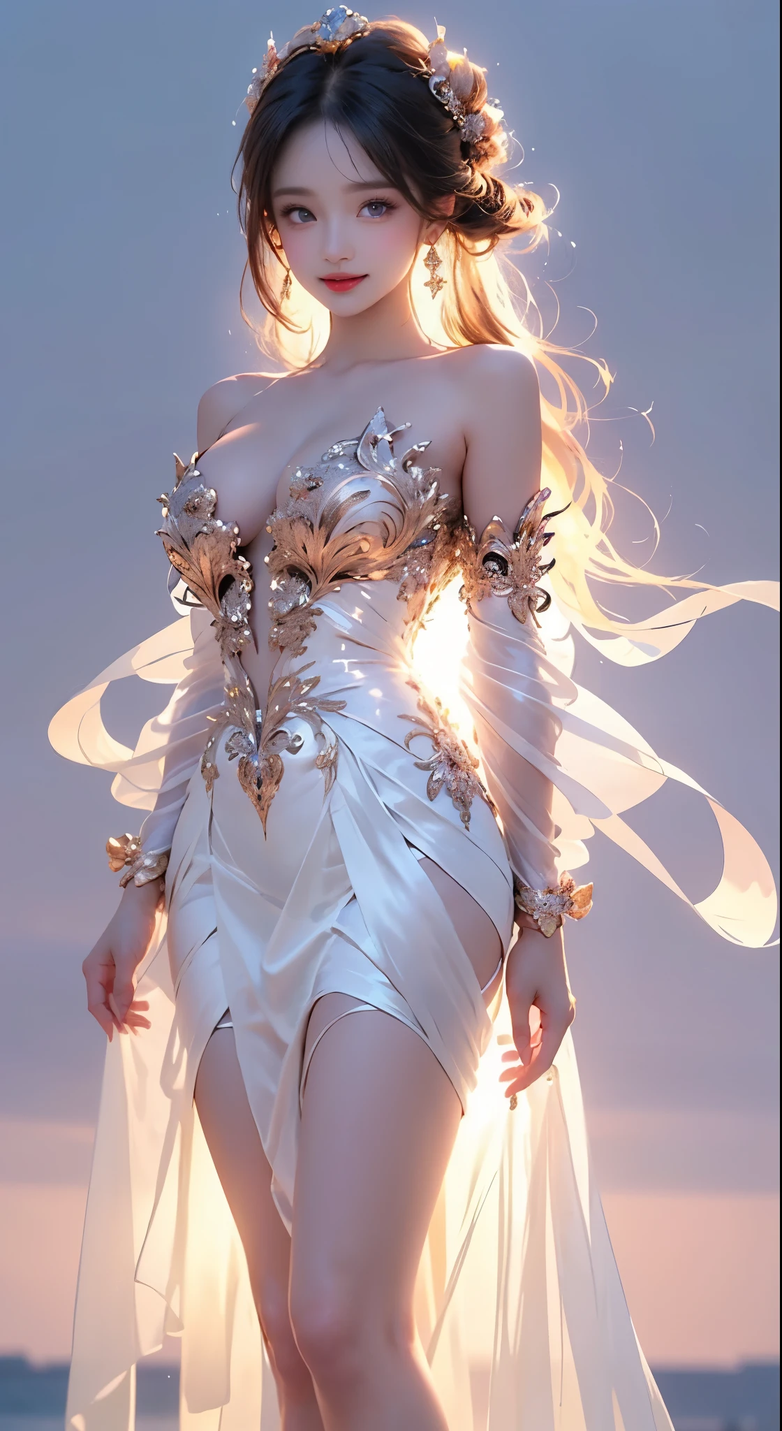 luminescent, ((???? shoulders)), ((whole body)), actual, Fashion girl, red lips, mature women, cosmetics, big eyes, beautiful eyes, ((whole body)), ((from below)), (best quality, masterpiece:1.2), super detailed, (actual:1.37), ((???? long legs)), beautiful, Young and energetic, Charming model with, ???????????,  (exquisite eyes, delicate lips, extremely exquisite eyes), Show a bright smile, Create stunning girl images, Warm colors, Very high color saturation, official art, Extremely detailed CG unified 8K wallpaper,(high dynamic range :1.4), (cinematic),(pastel colors), (natural skin texture, ultra-actual, soft light, sharp),(Very detailed), Random scenes, Random pose, Random shooting angles