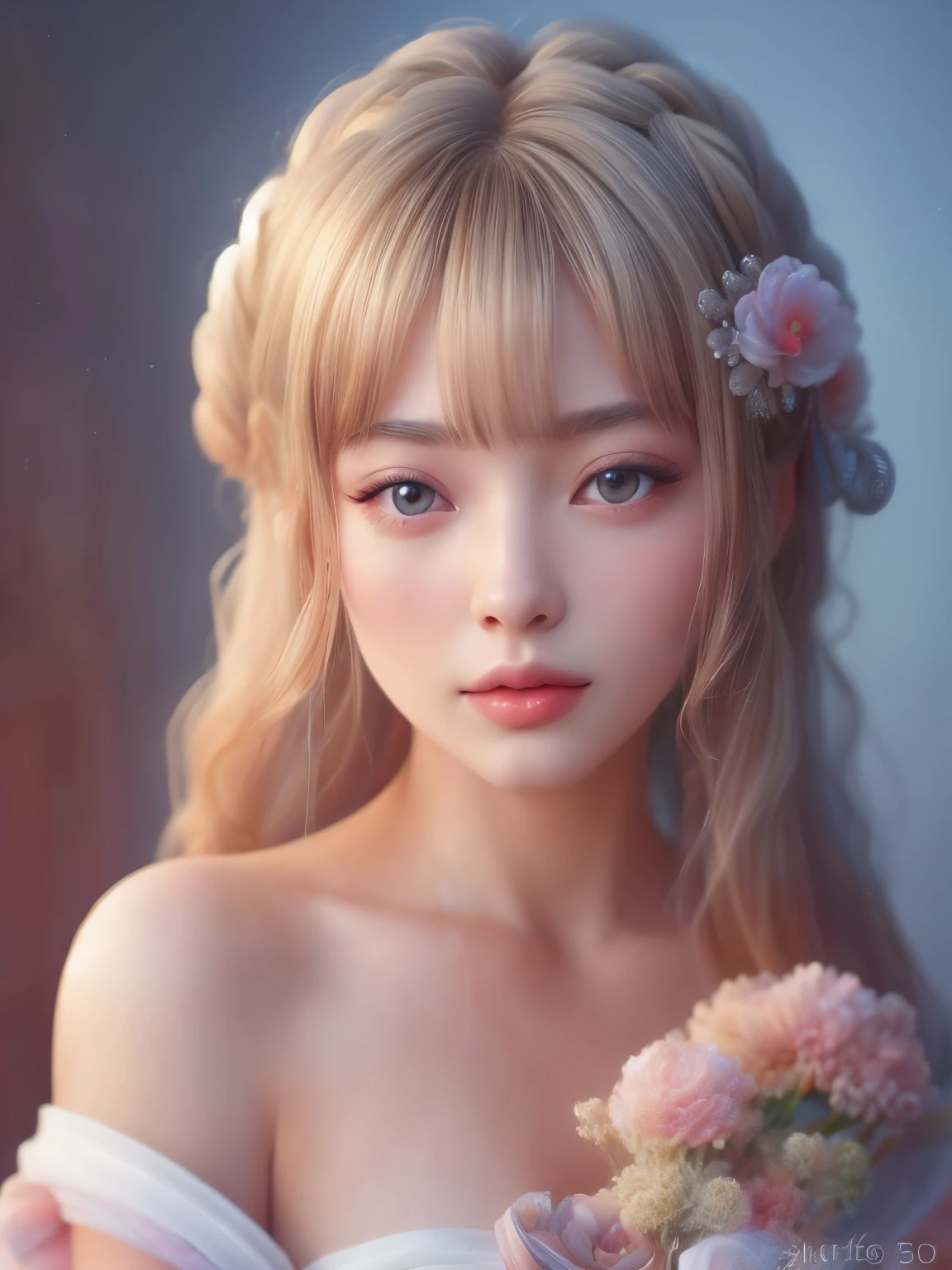 Hyper-realistic portrait of a Japanese girl, elegant and sophisticated, close-up, shallow depth of field, soft lighting, high resolution, accurate representation, unique, creative, well-lit, clear details, Canon EOS R5, 85mm lens, f/1.2, refined, well-composed, unique pose, neutral color tones, intricate details, natural beauty