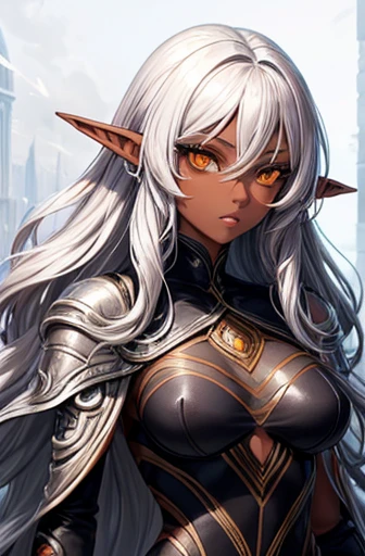 Ancient, Lost dark elf tribe, fur armor, rings, female creature, prehistoric era, dark skin, looking at viewer,