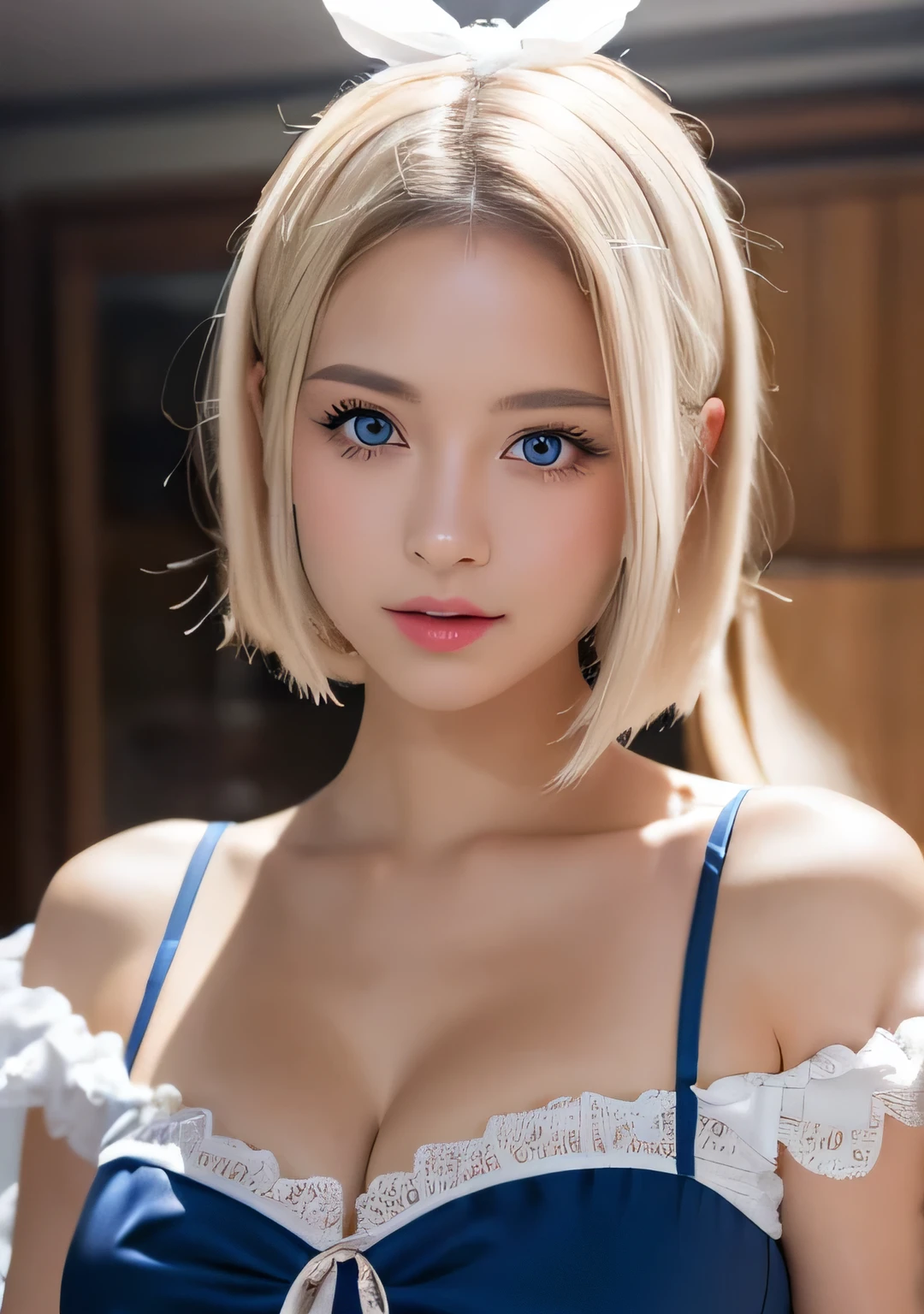 NSFW,(camel toe),(highest quality:1.2), Female dog,(Female genitalia 1.1),In 8K, Bust Close-up photo、Upper body、Raw photo, big breasts、big breasts cleavage、platinum blonde hair, (blue eyes, lolita fashion, :1.2), Full body Esbian,Close-up photo、big breasts、breasts pointing upward、 amazing beautiful girl, A clear aura,face light, professional lighting, cinematic lighting, detailed face, background bokeh