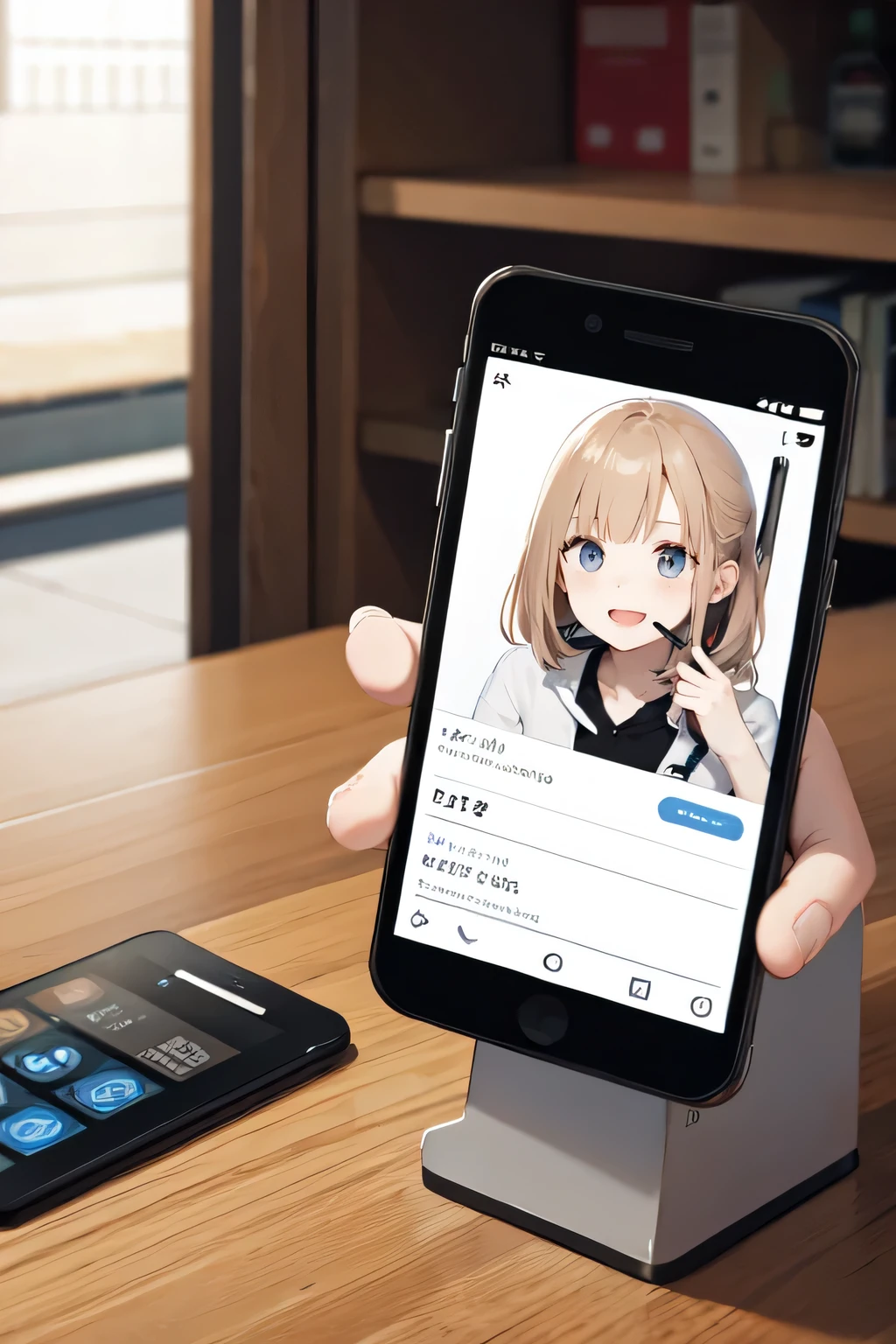 Mobile phone showing incoming calls on table
