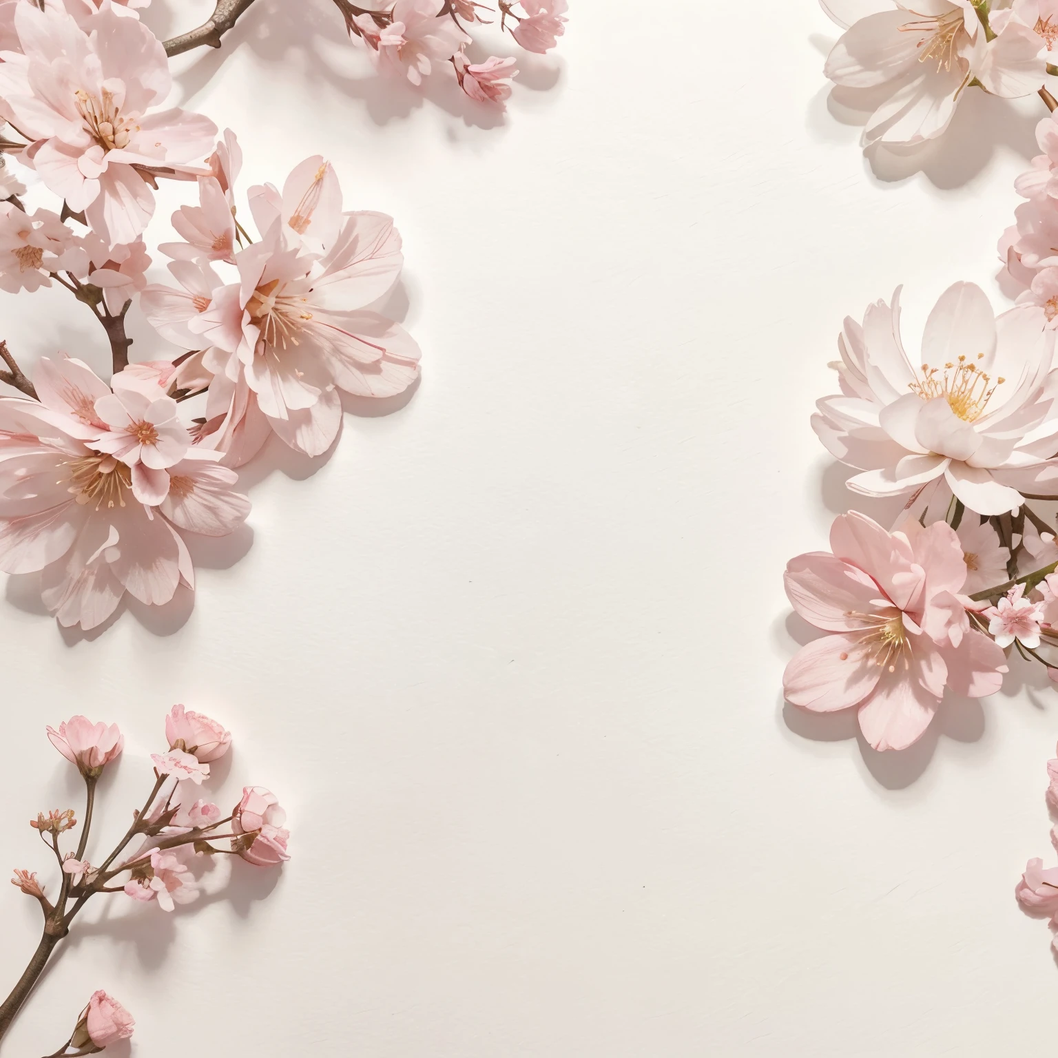 Pattern, delicate sakura flowers on a white background, illustration, watercolor, best quality