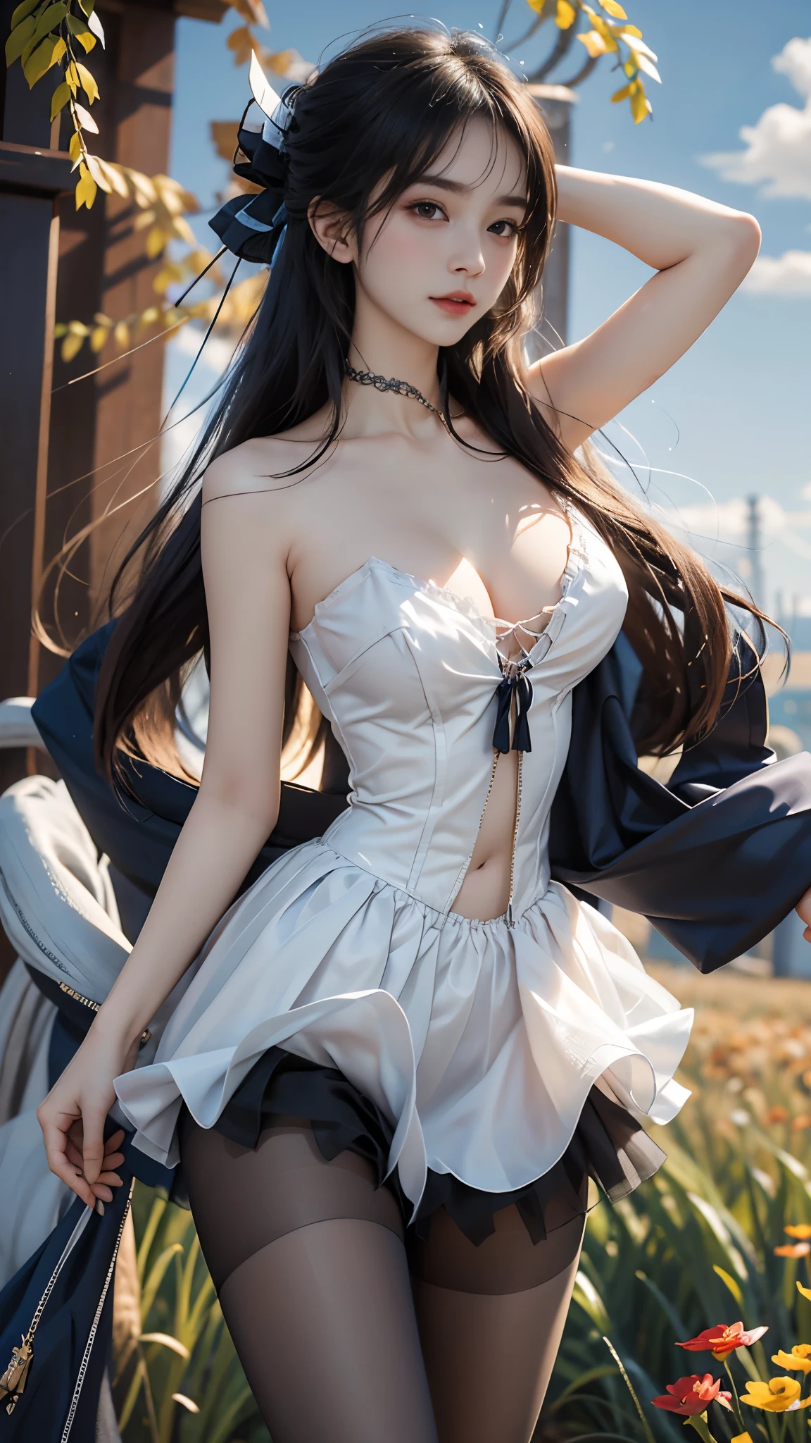 pantyhose,dress,high heels,leash,, masterpiece,best quality,High质量,High清晰度,High质量的纹理,High质量的阴影,High细节,Beautiful details,fine details,Extremely detailed CG,Detailed texture,lifelike的面部表现,lifelike的,colorful,Beautifully,sharp focus,(intricate details,Pure love face_v1:0.5),(细节美Beautifully脸,(细节美Beautifully眼睛),perfect比例的脸,HighSkin details,Skin details,The optimal ratio of four fingers to one thumb,emaciated:1.3),1 girl,,High,(光滑的abdominal muscles:1.55),(abdominal muscles:0.5),beautiful,perfect,High,((Big breasts, big breasts, big breasts)), ((bare shoulders)), ((The skirt is very short)), (long legs),(straight legs),(thin waist),((White skin)),White skin,((White skin)),(Emma Watson),big breasts,((Caucasian)),Light blonde hair,Stand with your legs apart,looking at the audience,whole body,Portrait of cute blonde girl,((Standing in the wheat field,look into the distance)),bloom,orange mist,kinetic,strands of hair,lifelike,High品质渲染,amazing art,High品质,Film texture,Fuji XT3,dream