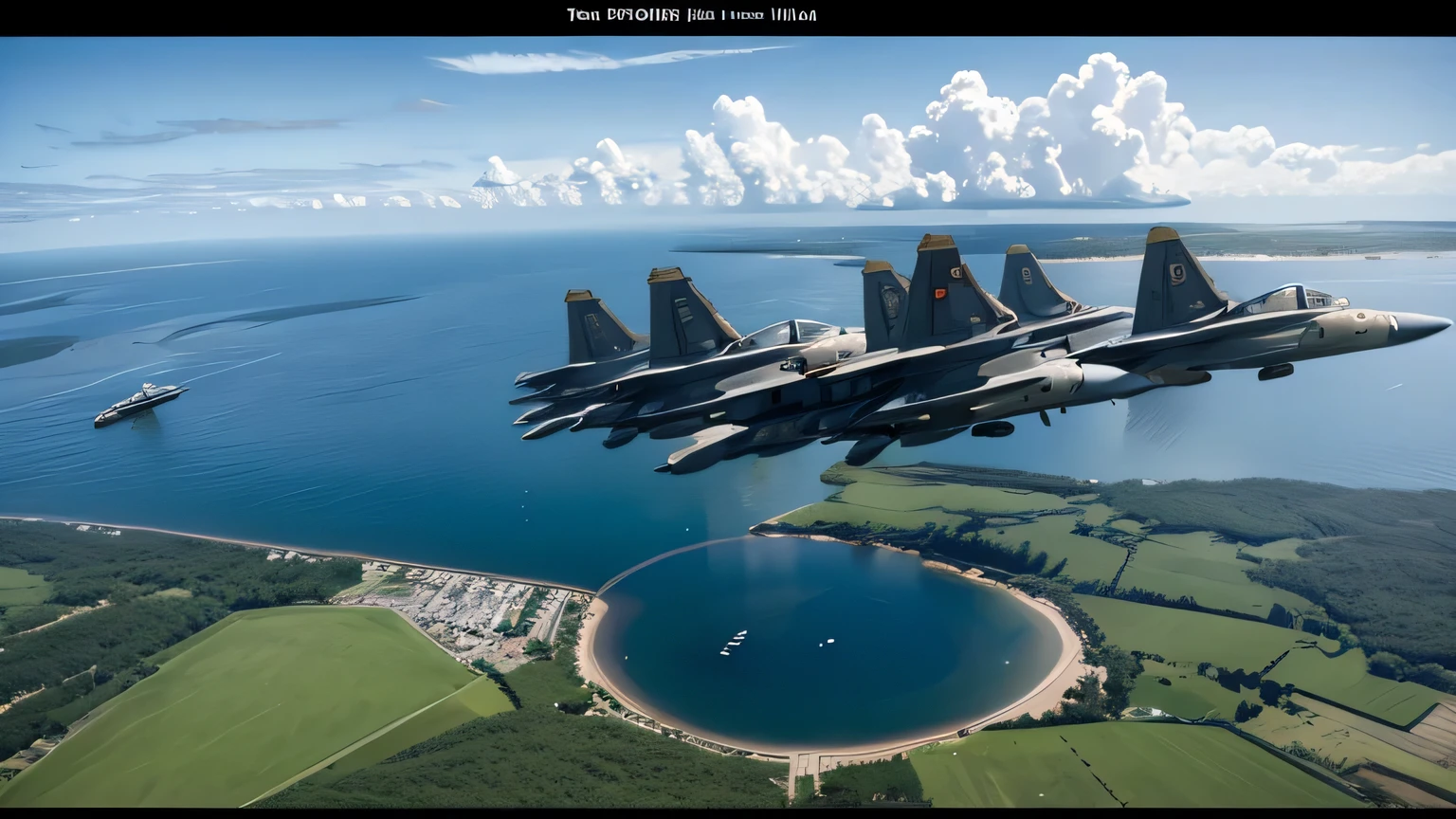 Four Royal Air Force Typhoon fighters dive down