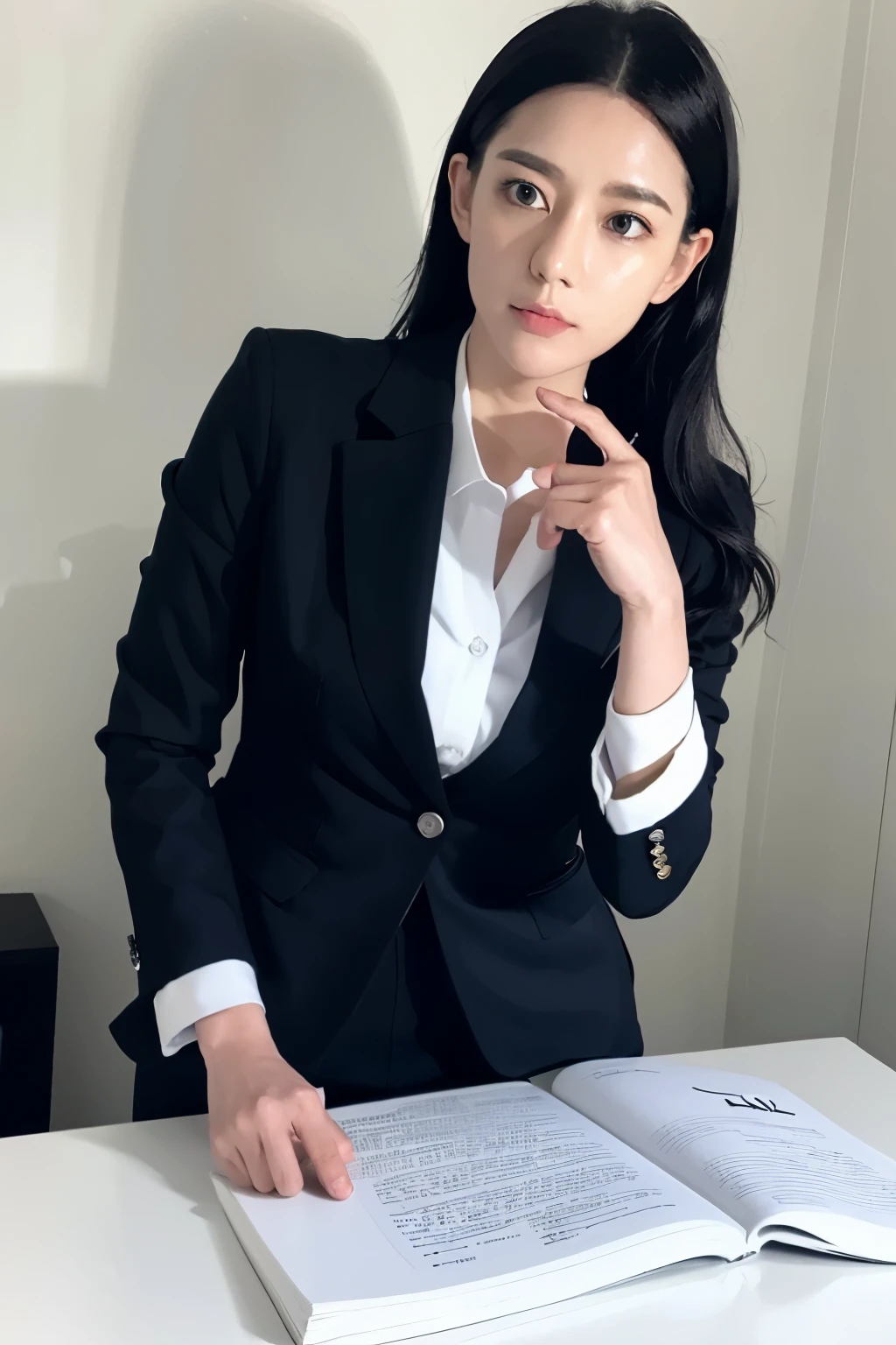 job hunting woman black recruitment suit Rikkusu White skipper blouse Collar interview black hair Job hunting student Job Hunting Girls black suit 集団interview