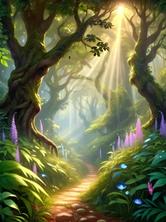 (best quality,4k,8k,highres,masterpiece:1.2),ultra-detailed,(realistic,photorealistic,photo-realistic:1.37),lush forest,magical atmosphere,natural light,ethereal,soft focus,flourishing,animated,whimsical,nature's beauty,tranquil,mystery,serene,enchanted,sunlight filtering through the trees,wildflowers blooming,rays of light,spellbinding,peaceful,harmony,boundless greenery,gentle breeze,ethereal mist,surreal,further into the forest,natural wonders,fairytale-like,secret pathways,hidden creatures,luminous colors,earthy tones,immersive experience,faraway from reality,dream-like realm,calmness,whisper of leaves,everlasting beauty,majestic trees,glowing flora and fauna,mystical creatures roaming freely,dancing butterflies,sparkling dewdrops,live painting of nature's canvas,magical whispers of the wind.