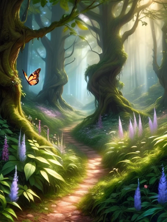 (best quality,4k,8k,highres,masterpiece:1.2),ultra-detailed,(realistic,photorealistic,photo-realistic:1.37),lush forest,magical atmosphere,natural light,ethereal,soft focus,flourishing,animated,whimsical,nature's beauty,tranquil,mystery,serene,enchanted,sunlight filtering through the trees,wildflowers blooming,rays of light,spellbinding,peaceful,harmony,boundless greenery,gentle breeze,ethereal mist,surreal,further into the forest,natural wonders,fairytale-like,secret pathways,hidden creatures,luminous colors,earthy tones,immersive experience,faraway from reality,dream-like realm,calmness,whisper of leaves,everlasting beauty,majestic trees,glowing flora and fauna,mystical creatures roaming freely,dancing butterflies,sparkling dewdrops,live painting of nature's canvas,magical whispers of the wind.