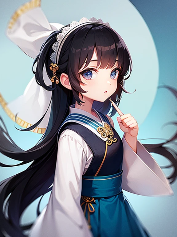 cartoon,Two-dimensional painting style,White background,cute style,illustration,national style,Sticker art design,Exquisite details,Ultra-clear,a girl,Light-colored Hanfu,face close-up,Upper body