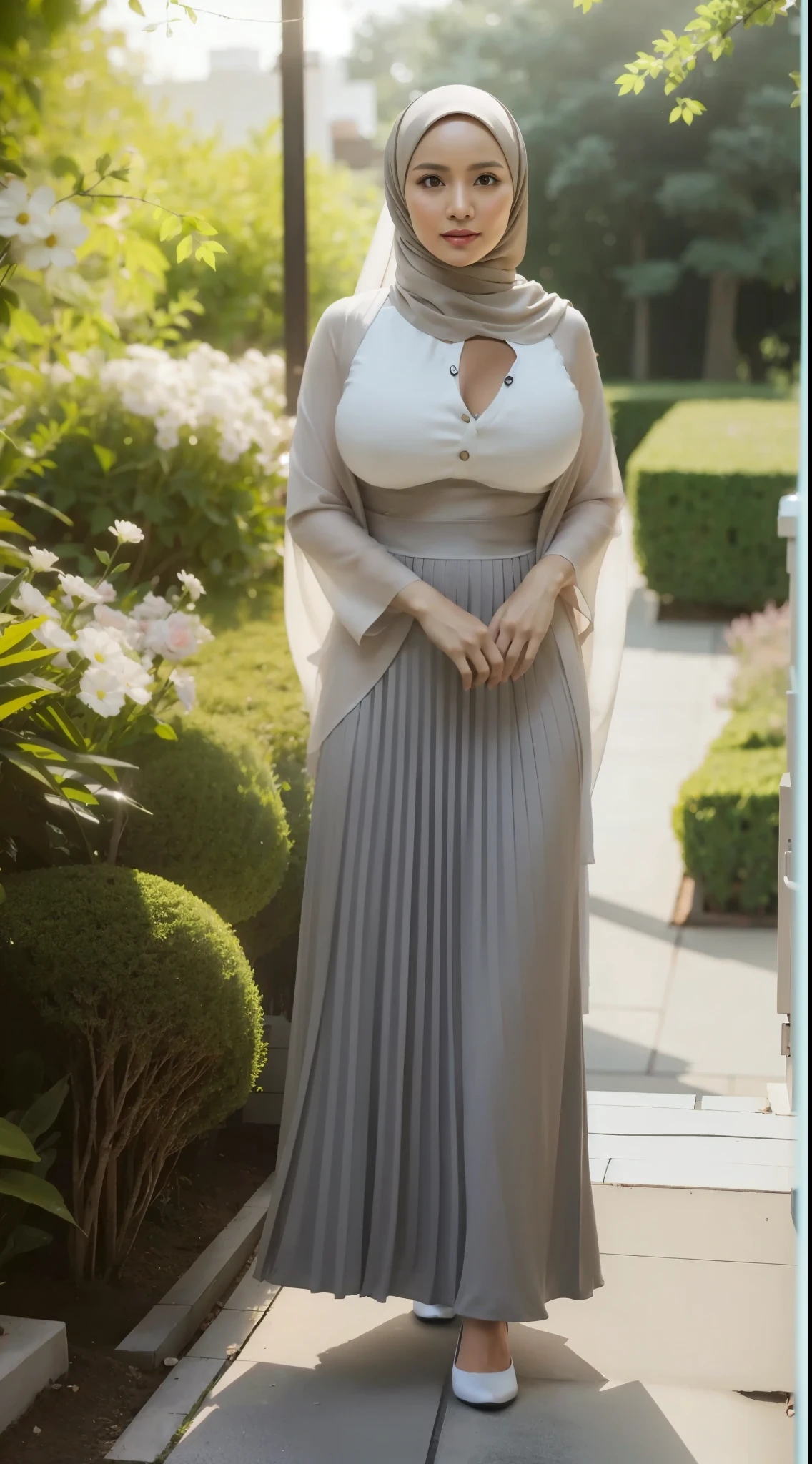 50 years Old, Hijab Indonesian mature woman, Big Tits : 66.9, Gamis, Breast out from her clothes : 1.9, at doctor office, Dark light, at Nighttime