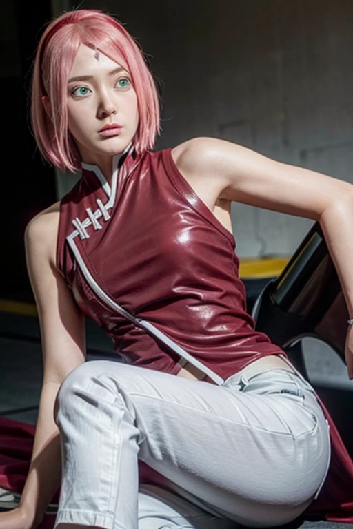 Real life adaption of this character,Asian beauty , realistic same hair, realistic outfit, realistic light, realistic shadow, hyper realistic, realism, realistic background,(photorealistic:1.2),green eyes color.
Sakura / Sakura Haruno (Sakura Haruno) / [Boruto: Naruto Next Generation,1girl ,white pants ,best quality ,ultra Higd ,detail realistic ,sceneHDR pro