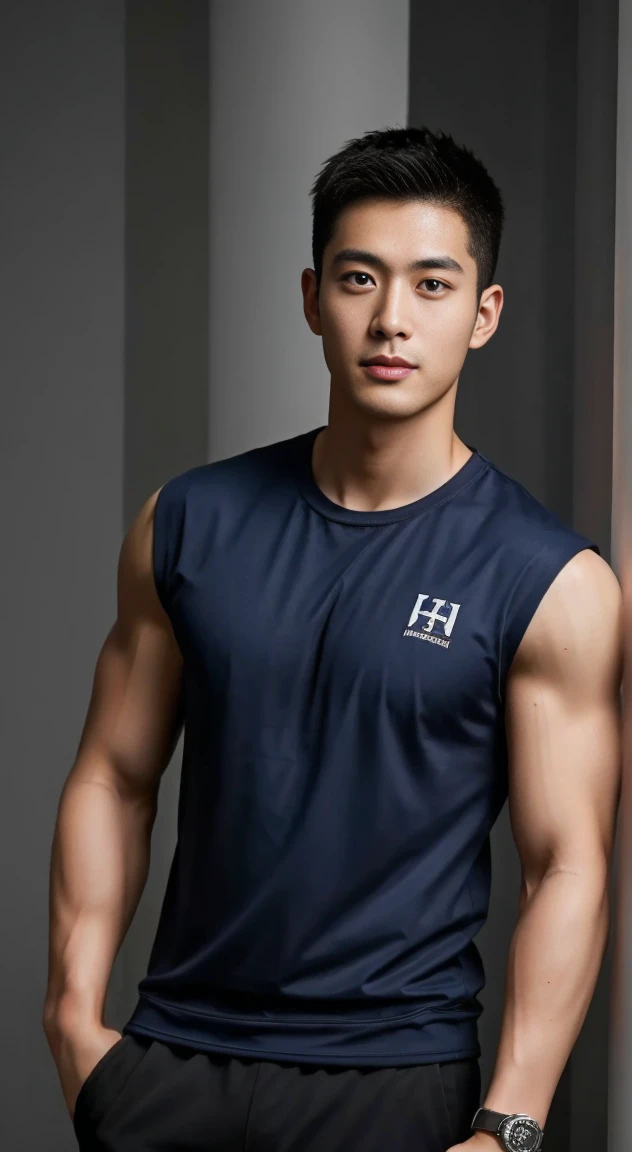 masterpiece, best quality, high resolution, realistic, handsome, photogenic, syahnk, SFW, a photo of a 35 year old gym frat (man:1.2) portrait, standing in a gym , military press, weights, stunning , short buzzcut hair,stubble head , (hypermuscle),looking at the viewer, flirting with the camera, charming, (t-shirt ),(GS-Masculine:1), 8K UHD