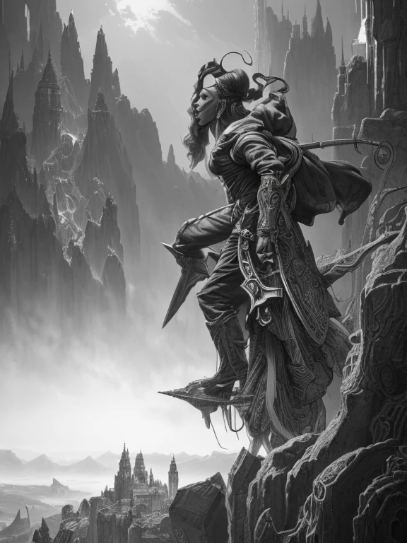 charcoal pencil drawing, black and white drawing, 4k, artwork, Best quality, (extremely detailed 8k CG unit wallpaper), (Best quality), (best illustration), (best shadow), absurdities, realistic lighting , (Abyss), beautiful detailed glow, art by PeterMohrBacher,