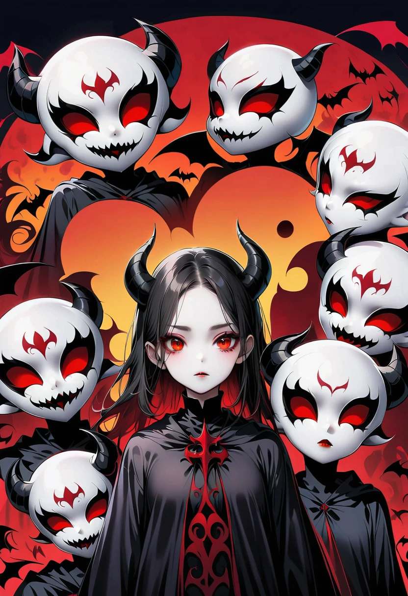 Blurred outline of existence, bright white eyes, Red background, All Black Spikes头发, Blurred outline of existence, Fully white glowing eyes, Red background, All Black Spikes，Red rose，Fire  butterflys