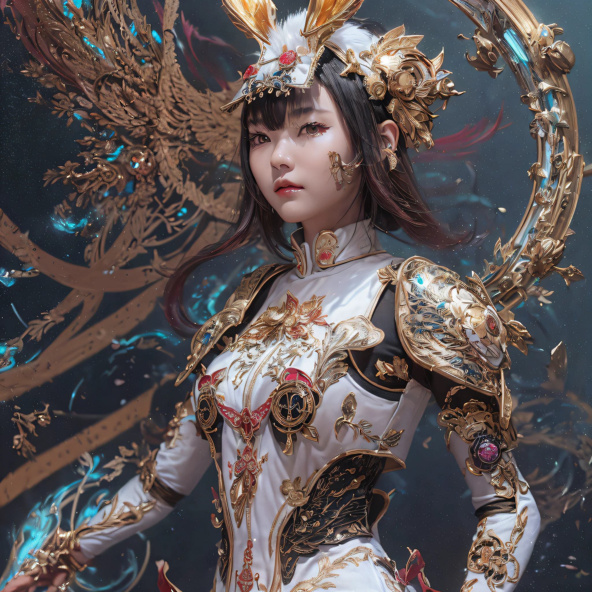 A close up of a woman in a costume with a sword - SeaArt AI