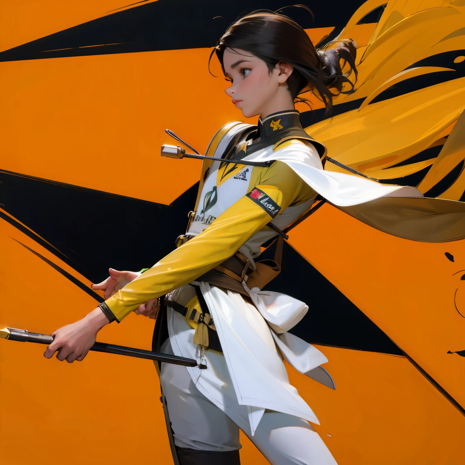 Anime - style woman in yellow and white outfit holding a sword - SeaArt AI