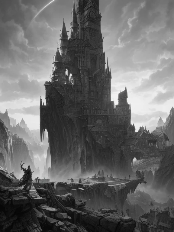 charcoal pencil drawing, black and white drawing, 4k, artwork, Best quality, (extremely detailed 8k CG unit wallpaper), (Best quality), (best illustration), (best shadow), absurdities, realistic lighting , (Abyss), beautiful detailed glow, art by PeterMohrBacher,