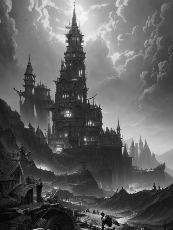 charcoal pencil drawing, black and white drawing, 4k, artwork, Best quality, (extremely detailed 8k CG unit wallpaper), (Best quality), (best illustration), (best shadow), absurdities, realistic lighting , (Abyss), beautiful detailed glow, art by PeterMohrBacher,