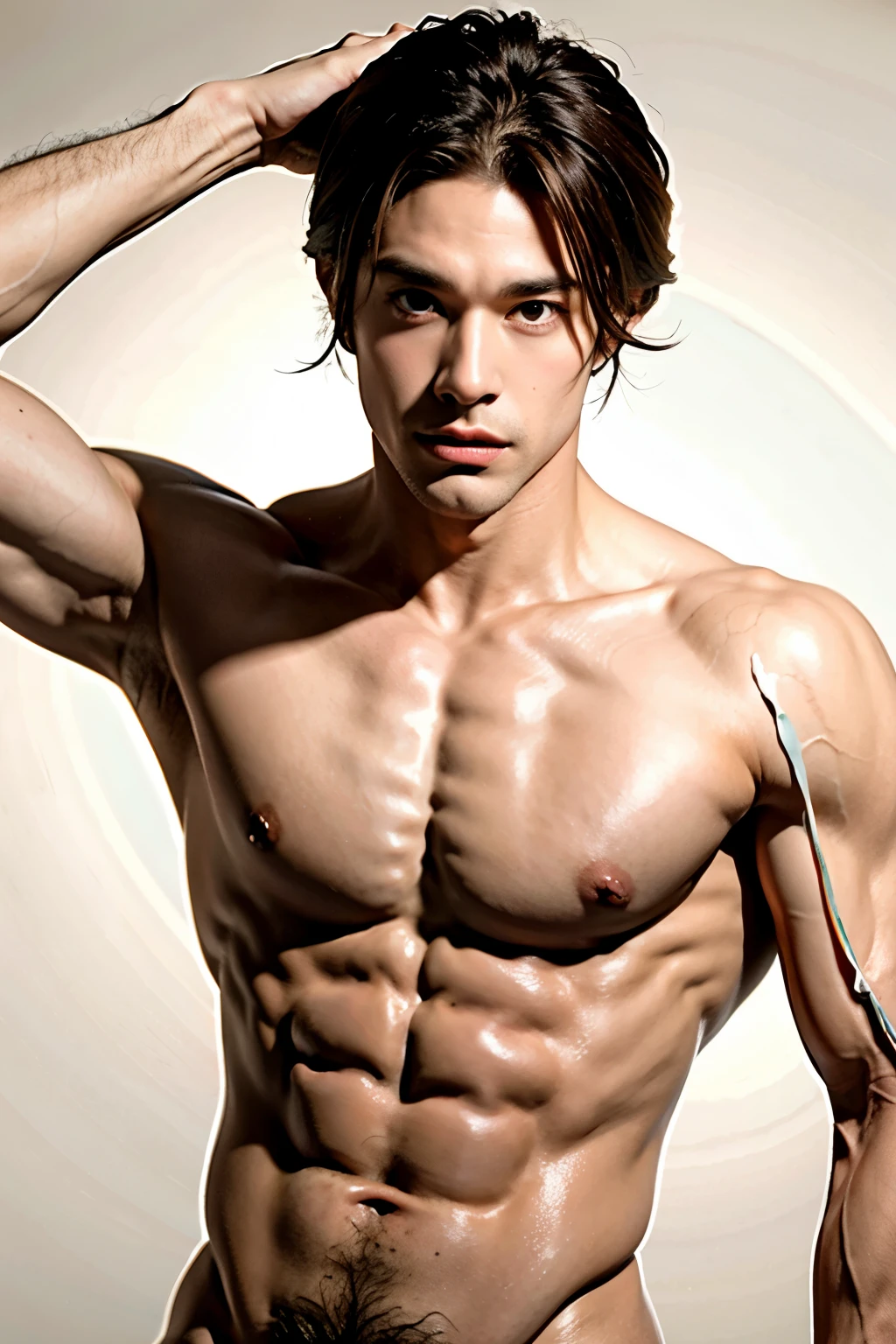 Man, muscular, naked brown hair