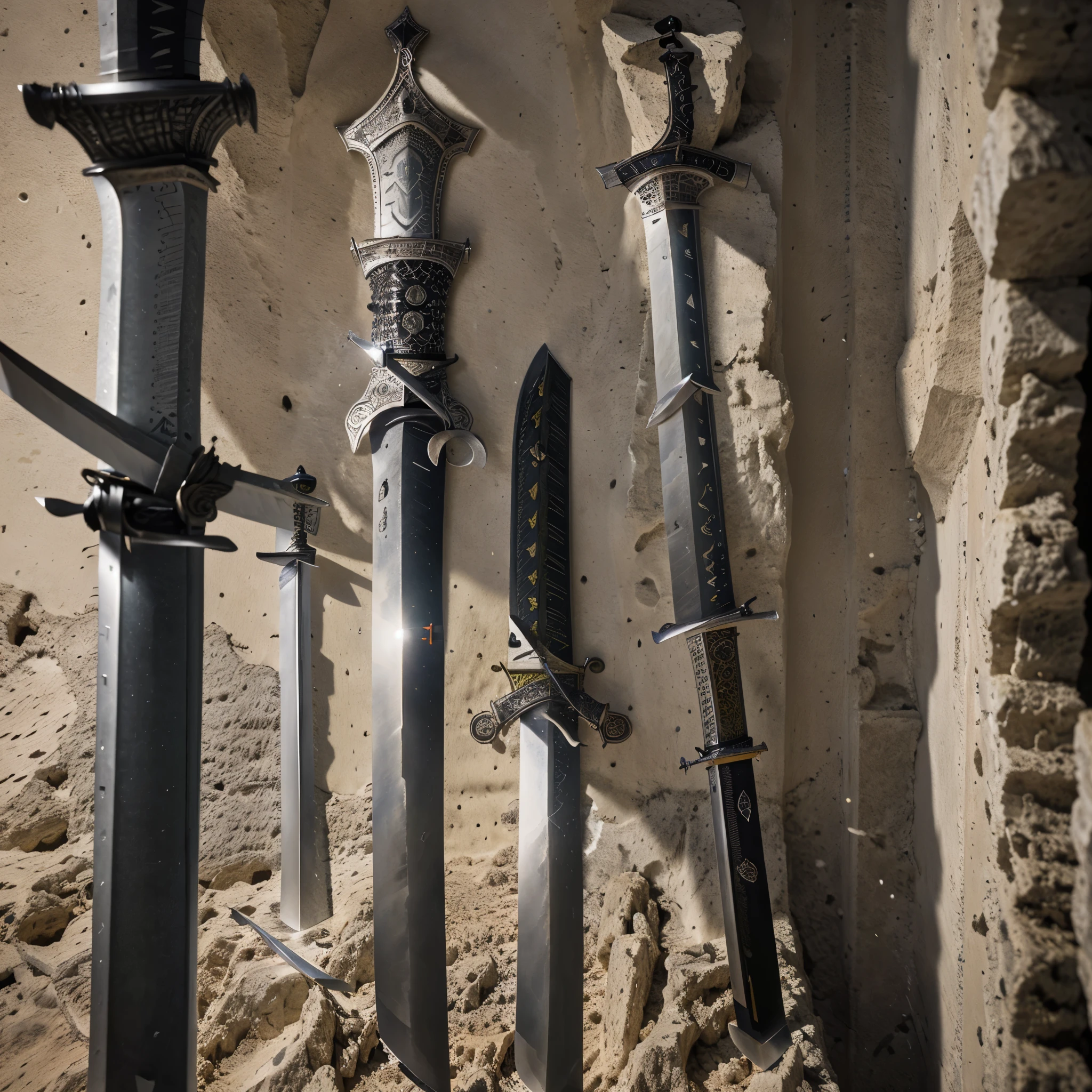 (sassi_di_matera in background), intricately detailed (sword stuck in tuff:1.5), intricate details, lighting steel blade, 8k resolution, soft cinematic light, adobe lightroom, photolab, hdr, intricate, highly detailed, (depth of field:1.4)