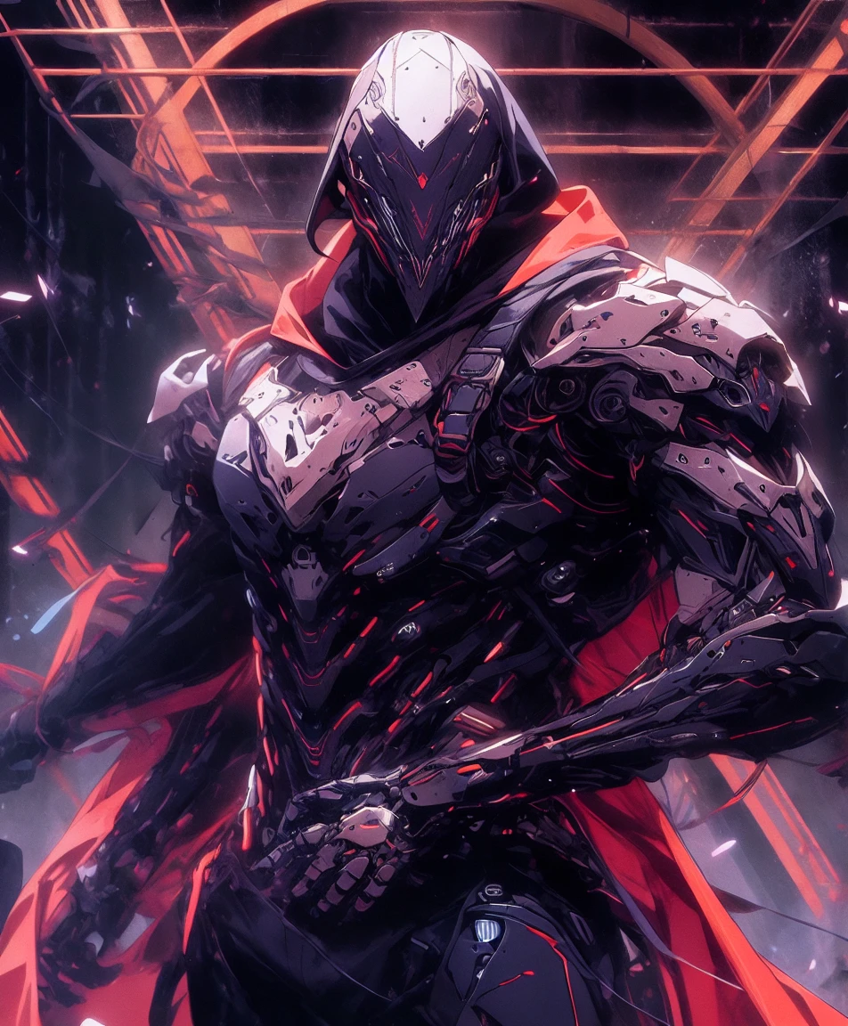 a man in a colorful jacket and black pants standing in a dark room, vestindo manto de culto colorido, traje colorido, Personagem de Mortal Kombat, como personagem em tekken, personagem de jogo de luta, assassino cyberpunk, mago com capuz colorido, roupas cyberpunk, roupas coloridas, O ninja colorido, usando armadura assassina de couro, um assassino adolescente ousado, jaqueta colorida fresca, Cyberpunk Rua Goon